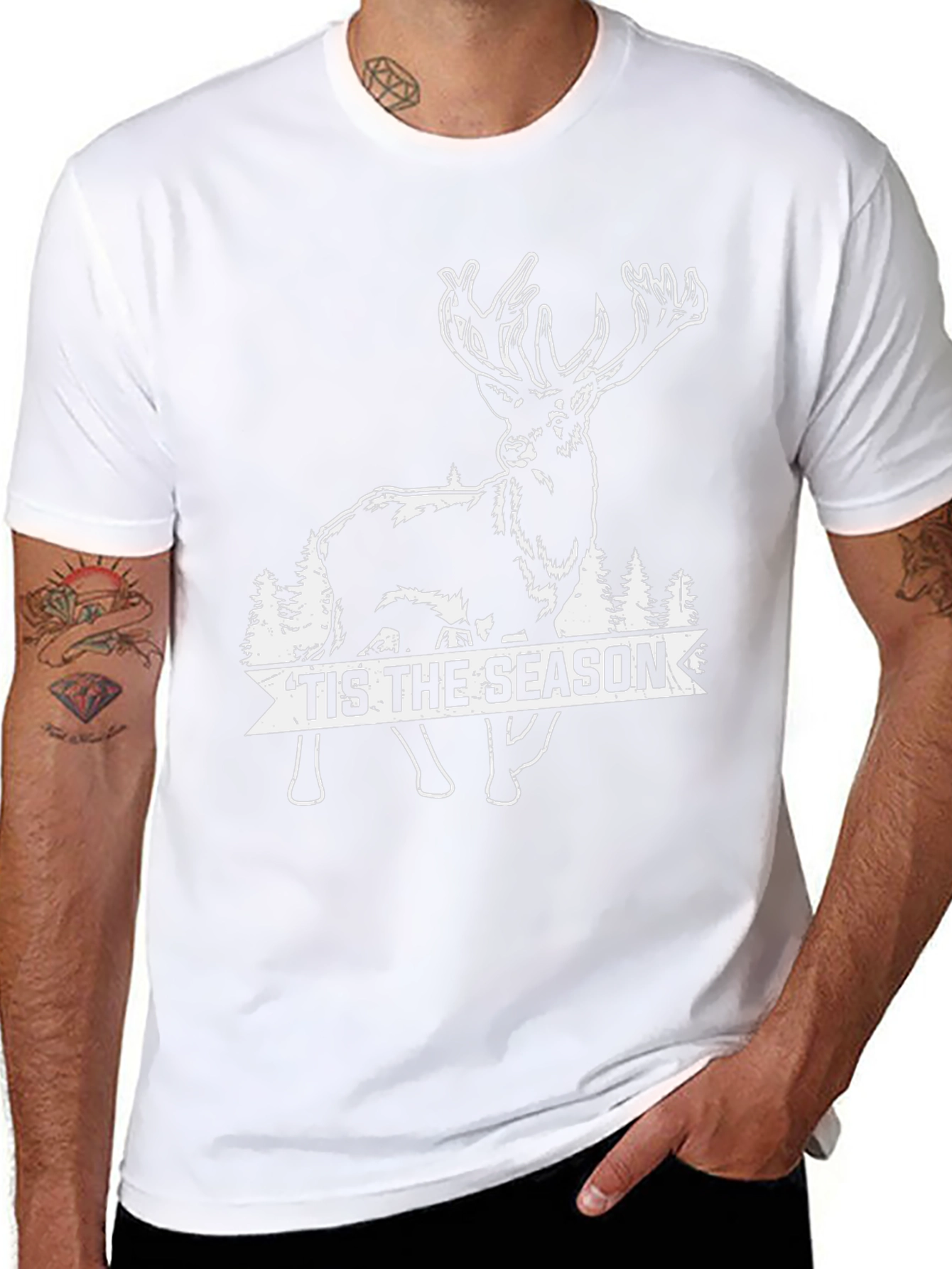 Tis The Season Deer Graphic Tee - Black
