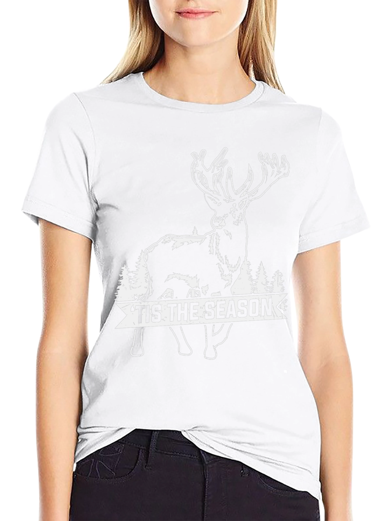 Tis The Season Deer Graphic Tee - Black