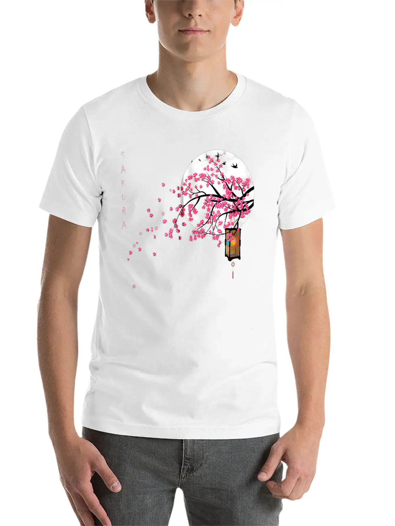 Sakura Cherry Blossom Japanese Graphical Art Comfortable Minimalist Graphic Tee – Summer Style Essential