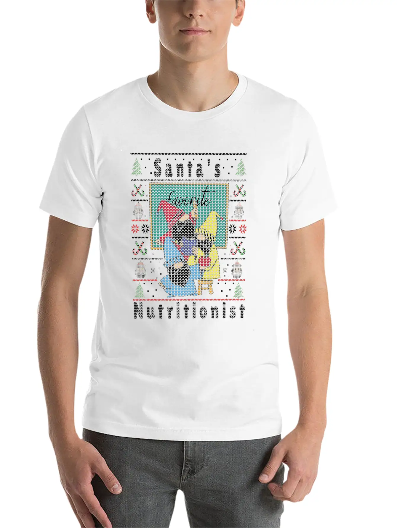 Santas Elfs Ugly Christmas Nutritionist Lightweight Cotton T-Shirt – Daily Comfort Graphic Shirt