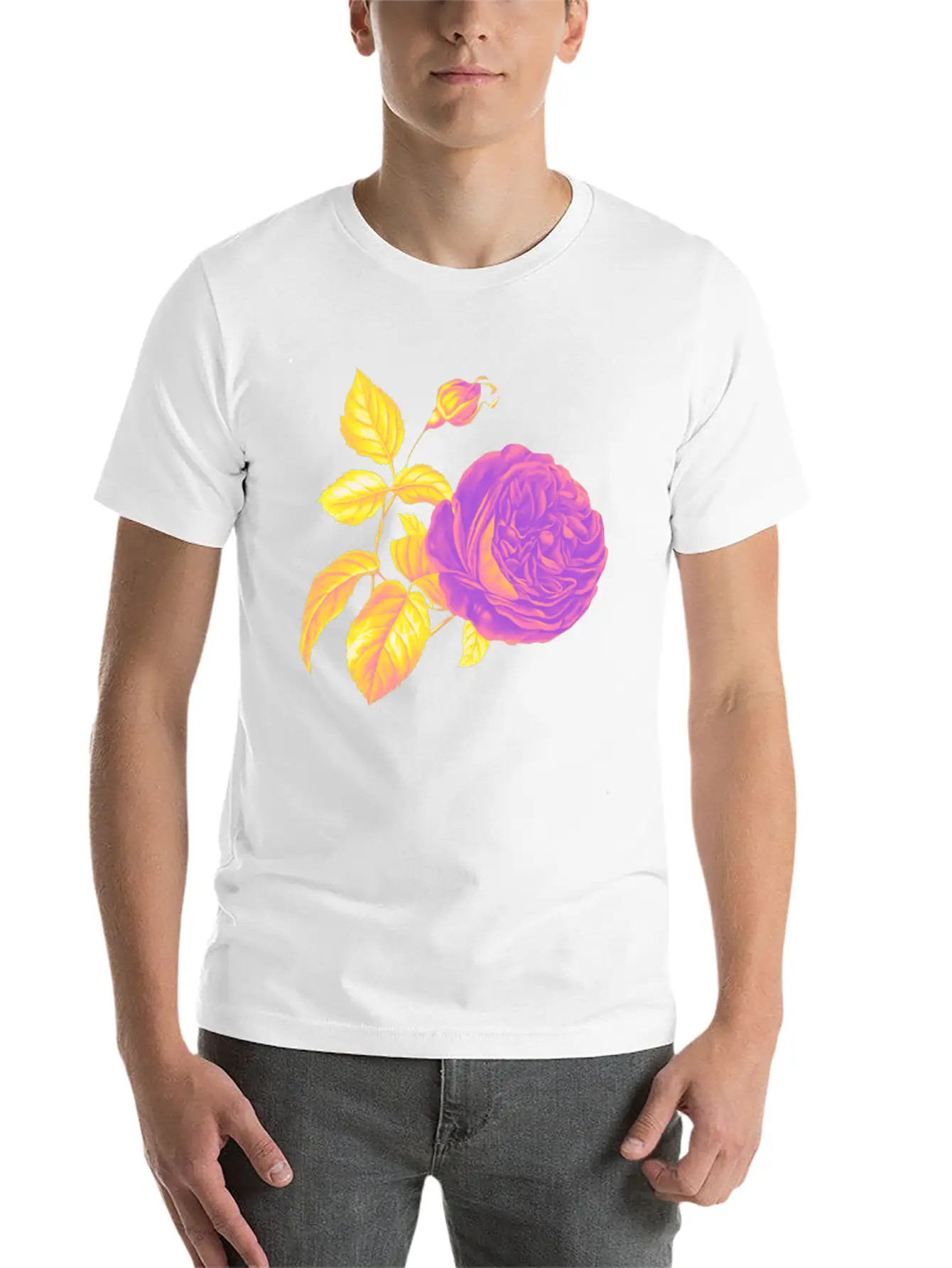Sapphic Pride Vintage Flower And Leaves Relaxed Everyday Tee – Lightweight And Durable Cotton