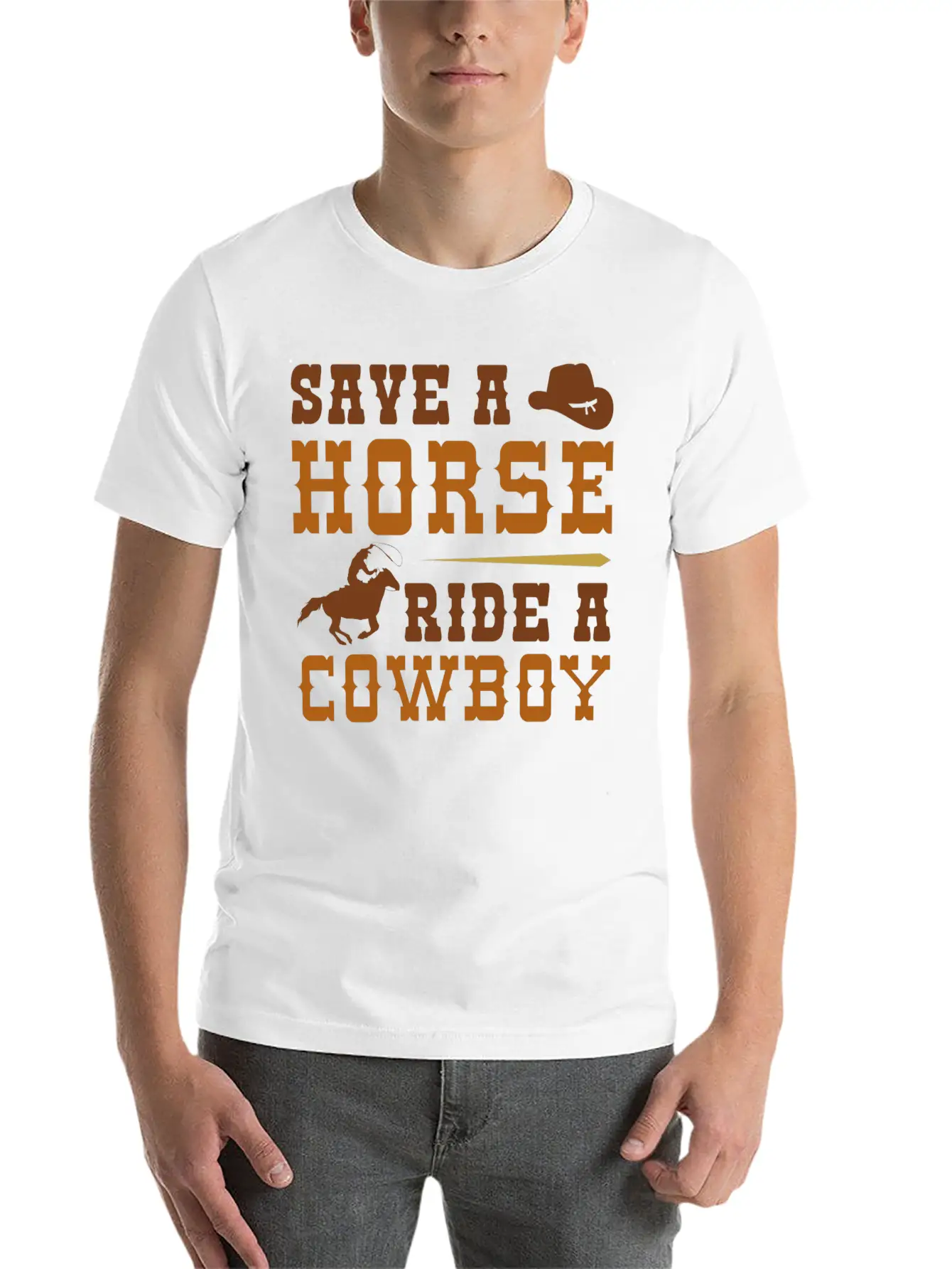 Save A Horse Ride A Cowboy Essential Cotton Tee For Daily Outfits – Unisex Style