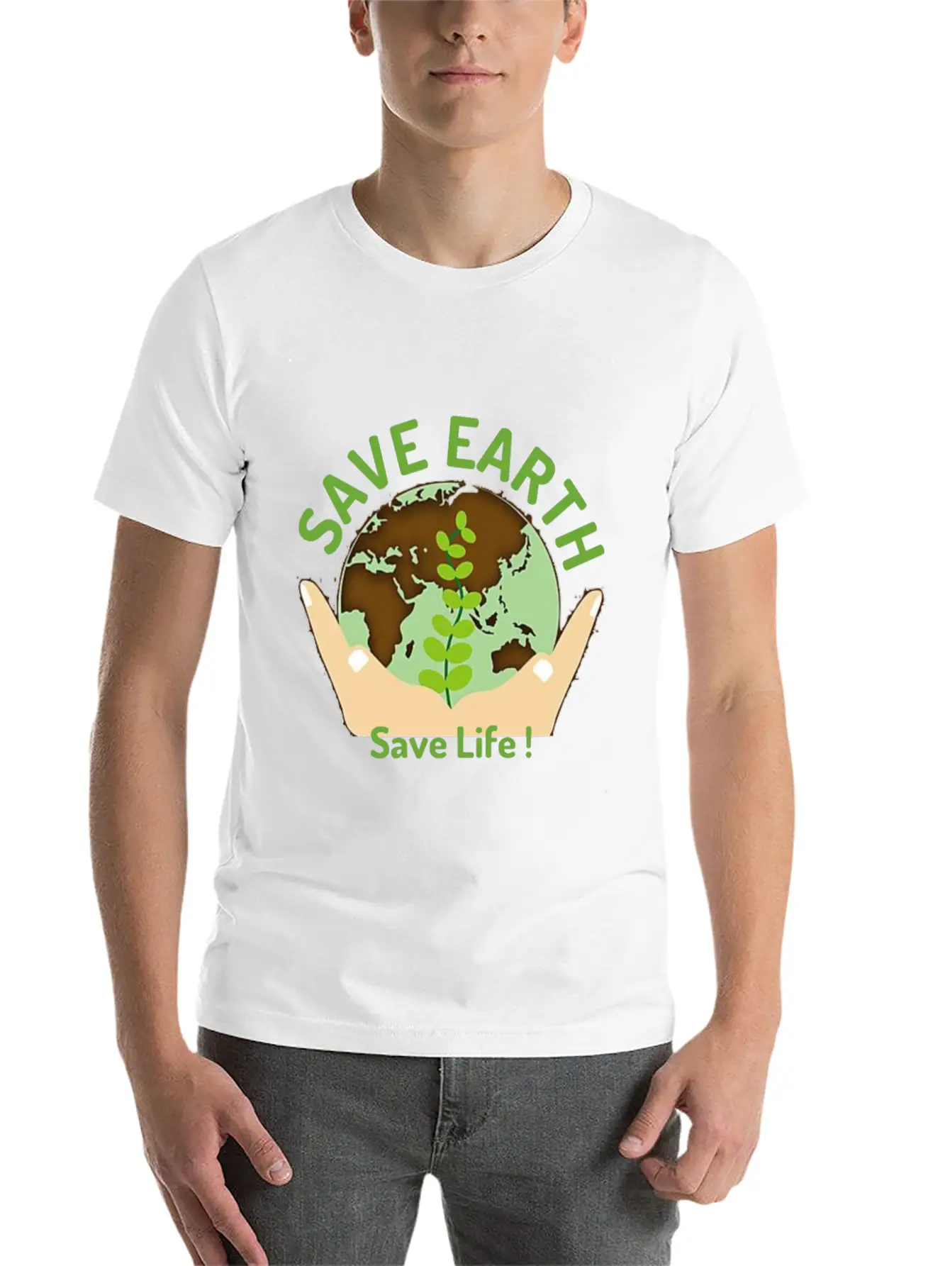 Save The Earth, Save Life ! Lightweight Cotton T-Shirt – Daily Comfort Graphic Shirt