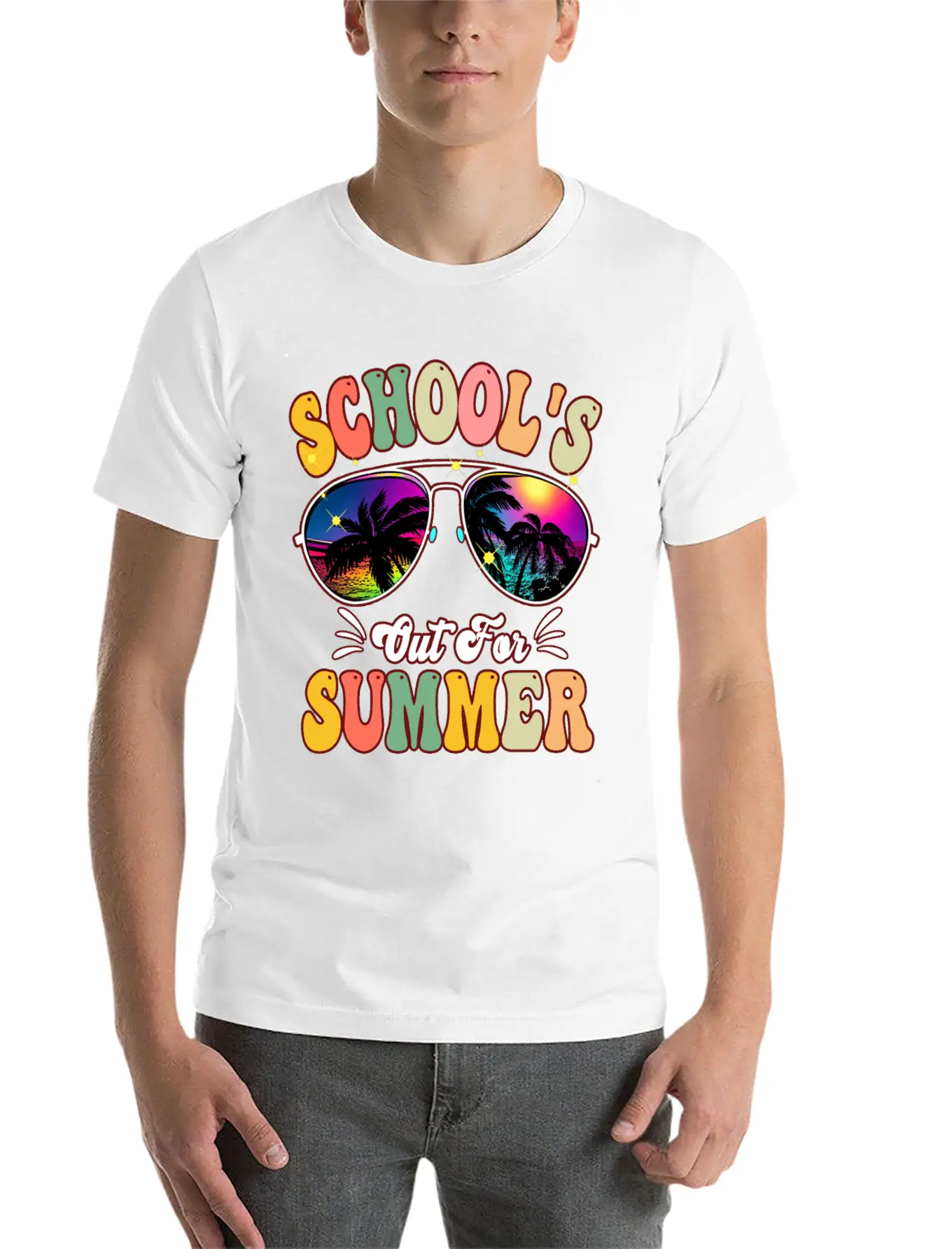 School's Out For Summer Tie Dye Sunglasses Teacher Essential Cotton Tee For Daily Outfits – Unisex Style