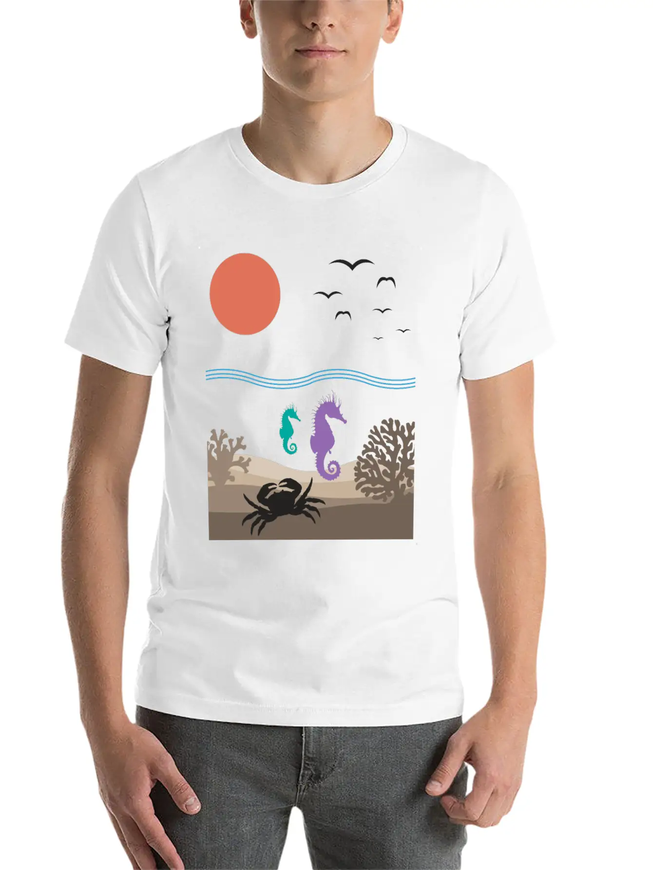Sea Underwater Landscape Animals Nature Gift Relaxed Everyday Tee – Lightweight And Durable Cotton
