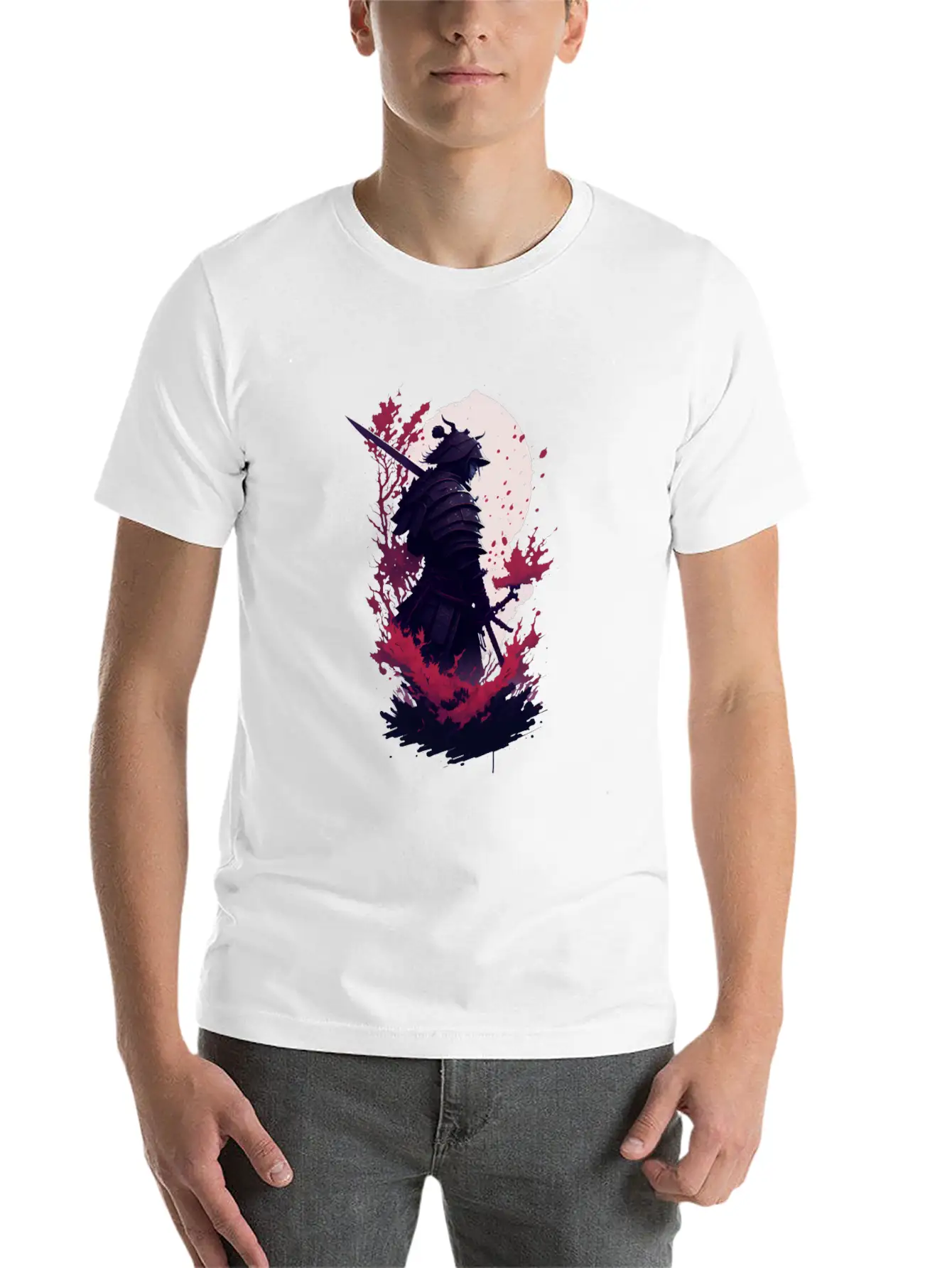 Shadow Samurai: Colorful Chaos Unleashed Lightweight Cotton T-Shirt – Daily Comfort Graphic Shirt