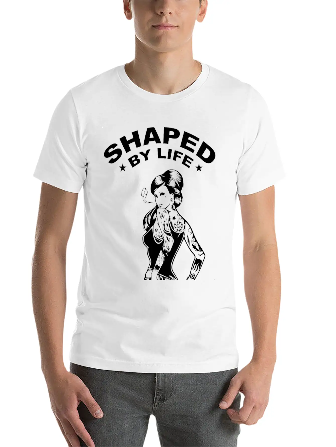Shaped By Life, Finished With Ink Stylish Everyday T-Shirt – Unisex Basic Cotton Tee