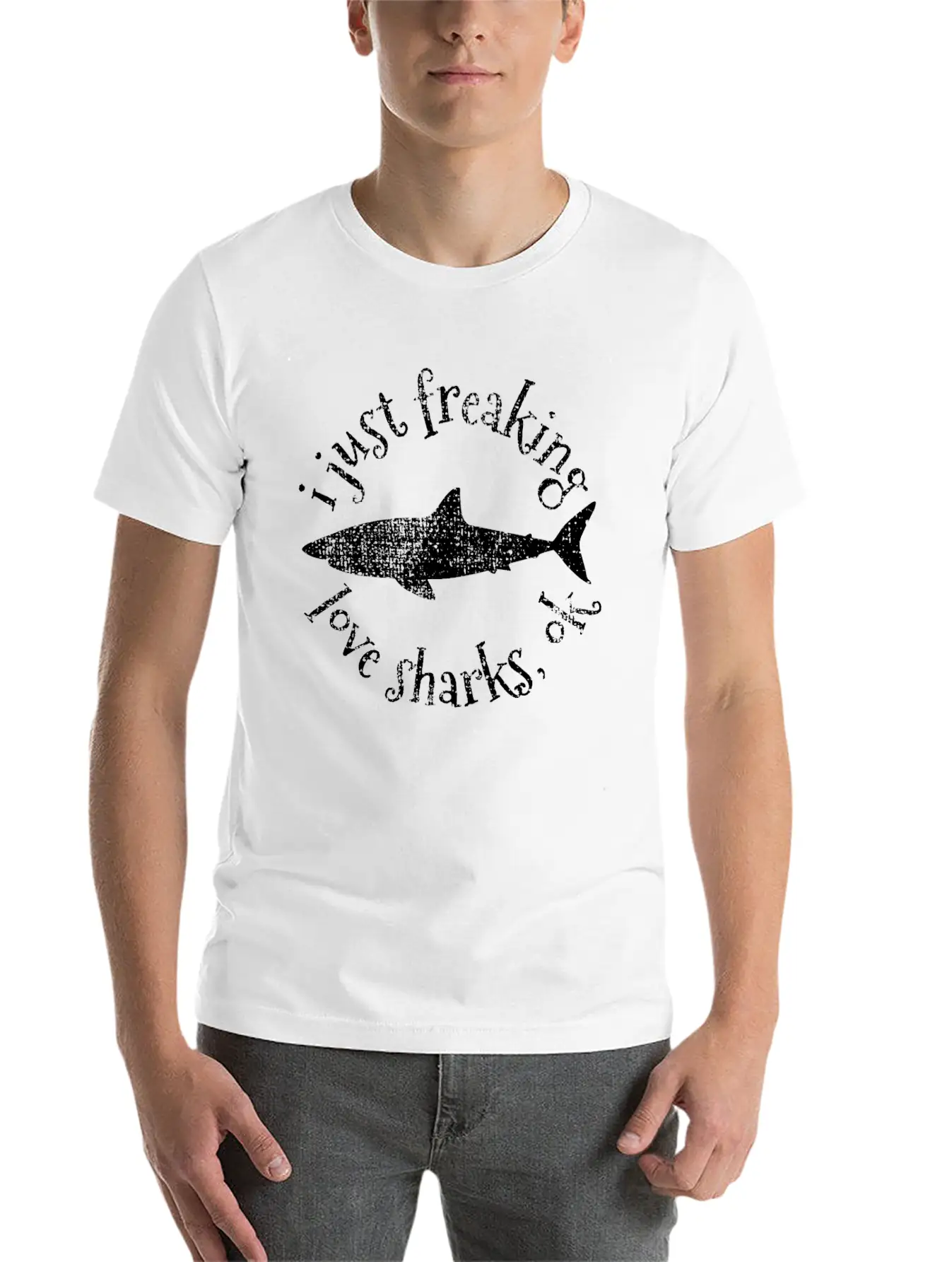 Shark Shark Shark Lightweight Cotton T-Shirt – Daily Comfort Graphic Shirt