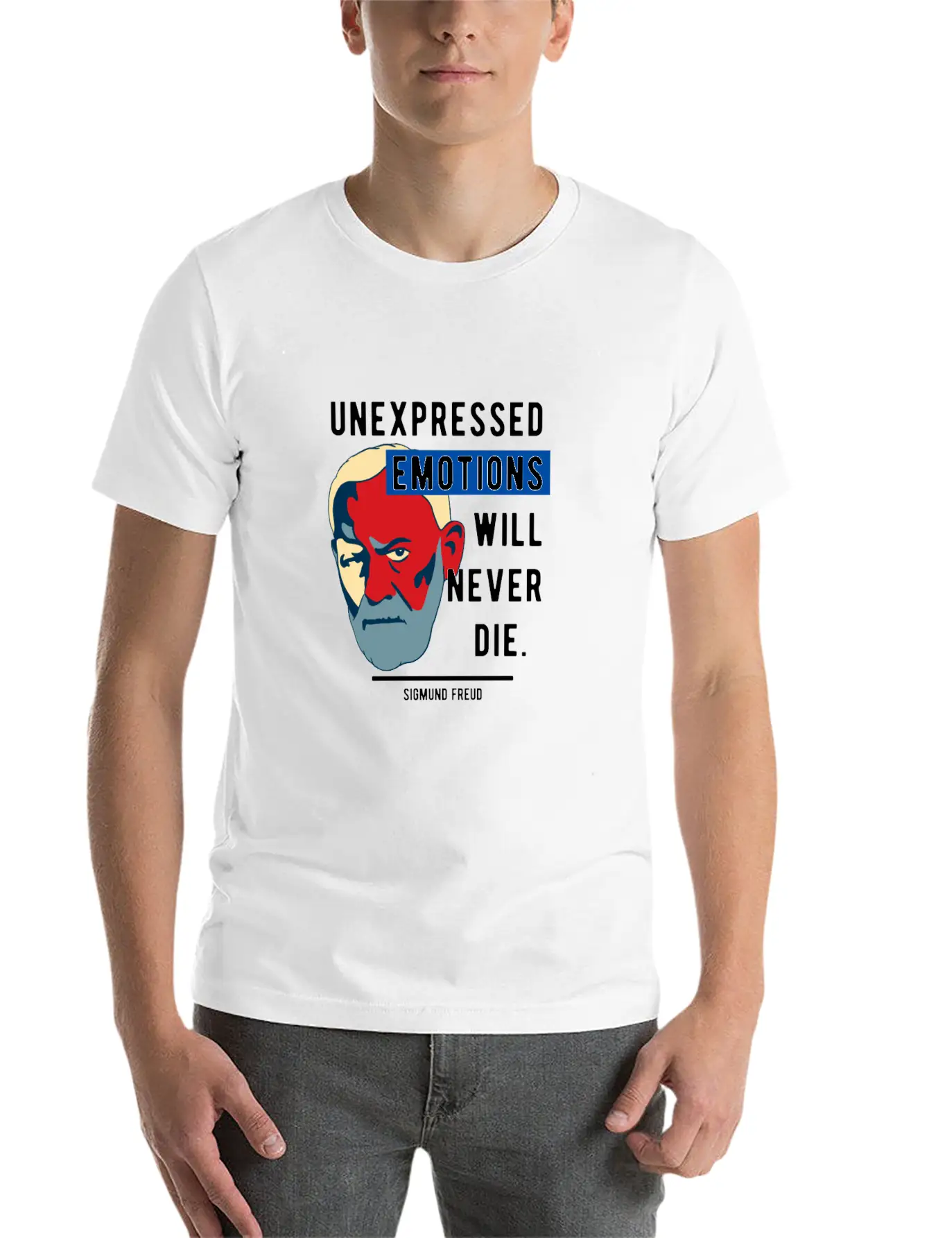 Sigmund Freud Quote - Unexpressed Emotions Modern Fit Casual T-Shirt ��� Clean And Versatile Design