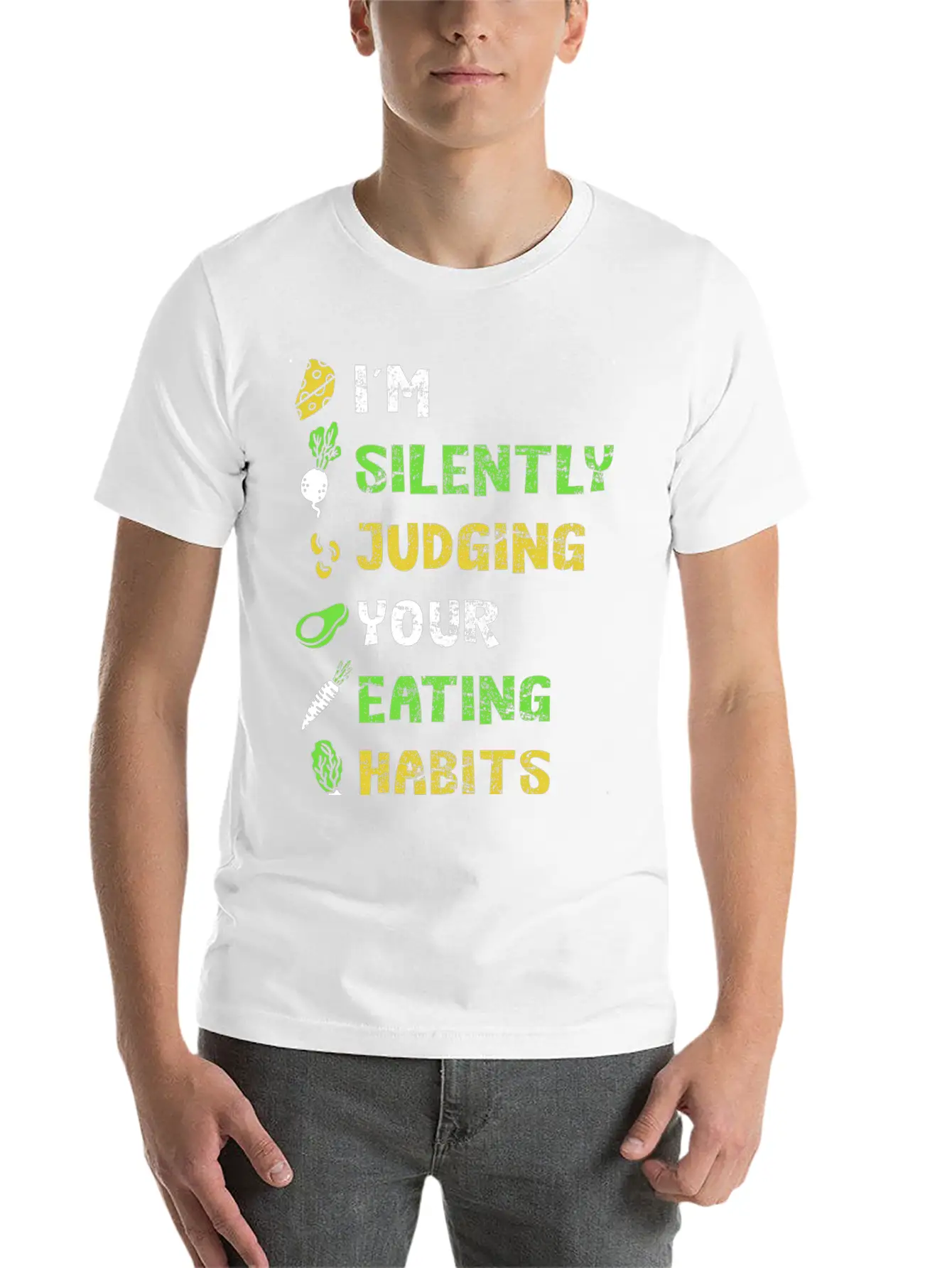 Silently Judging Eating Habits Vegan Vegetarian Lightweight Cotton T-Shirt – Daily Comfort Graphic Shirt