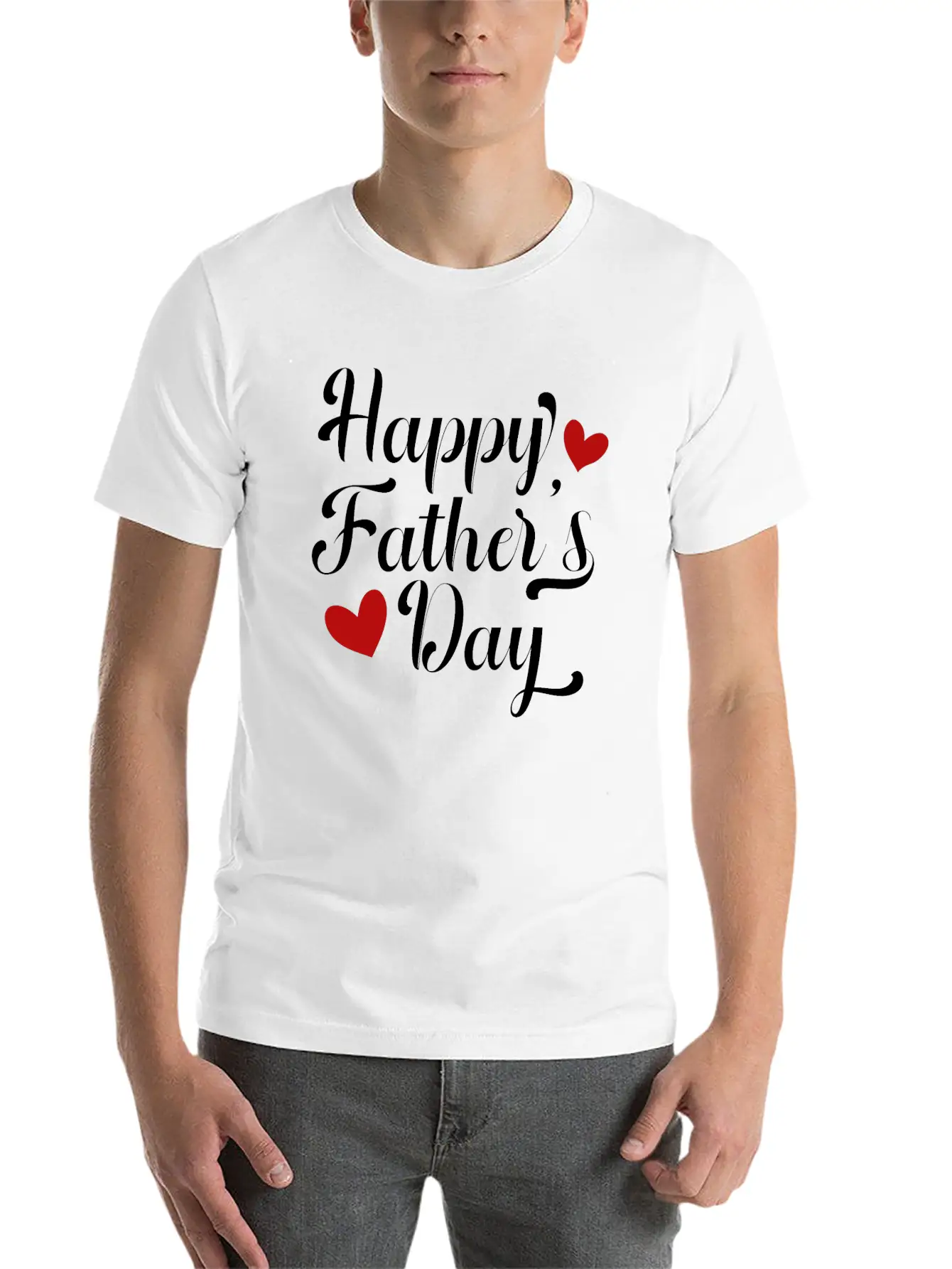 Simple And Elegant Happy Father's Day Calligraphy Modern Fit Casual T-Shirt ��� Clean And Versatile Design