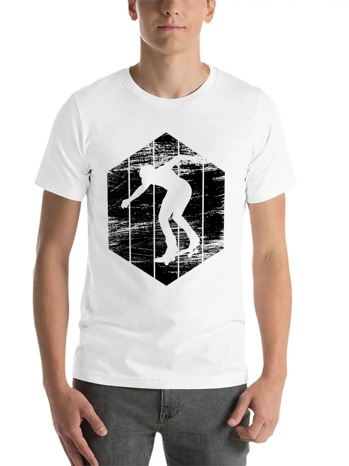 Skater Drawing Modern Fit Casual T-Shirt – Clean And Versatile Design
