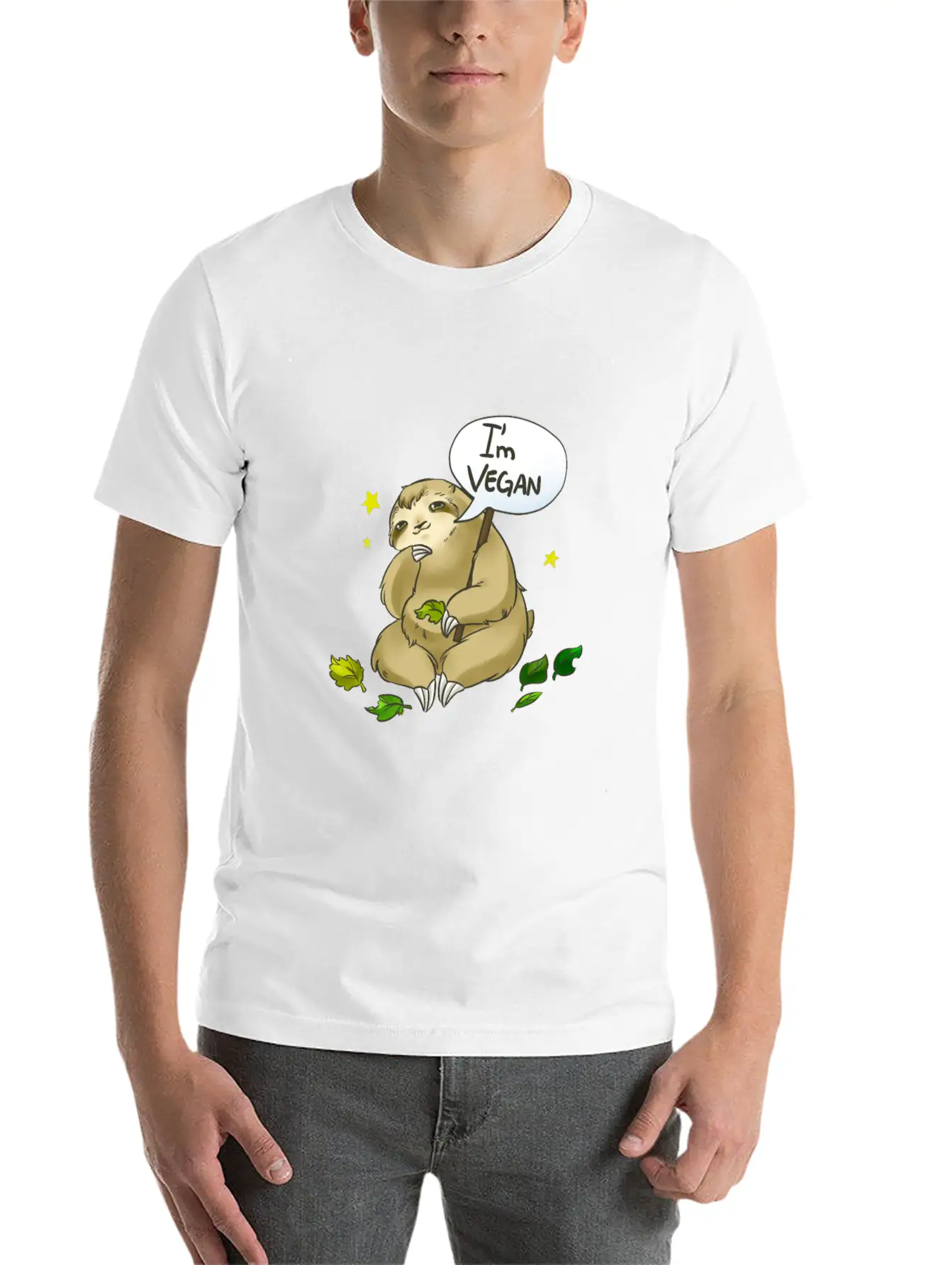 Sloths Are Vegan Vegetarian Unisex Casual T-Shirt – Clean Design For Daily Comfort