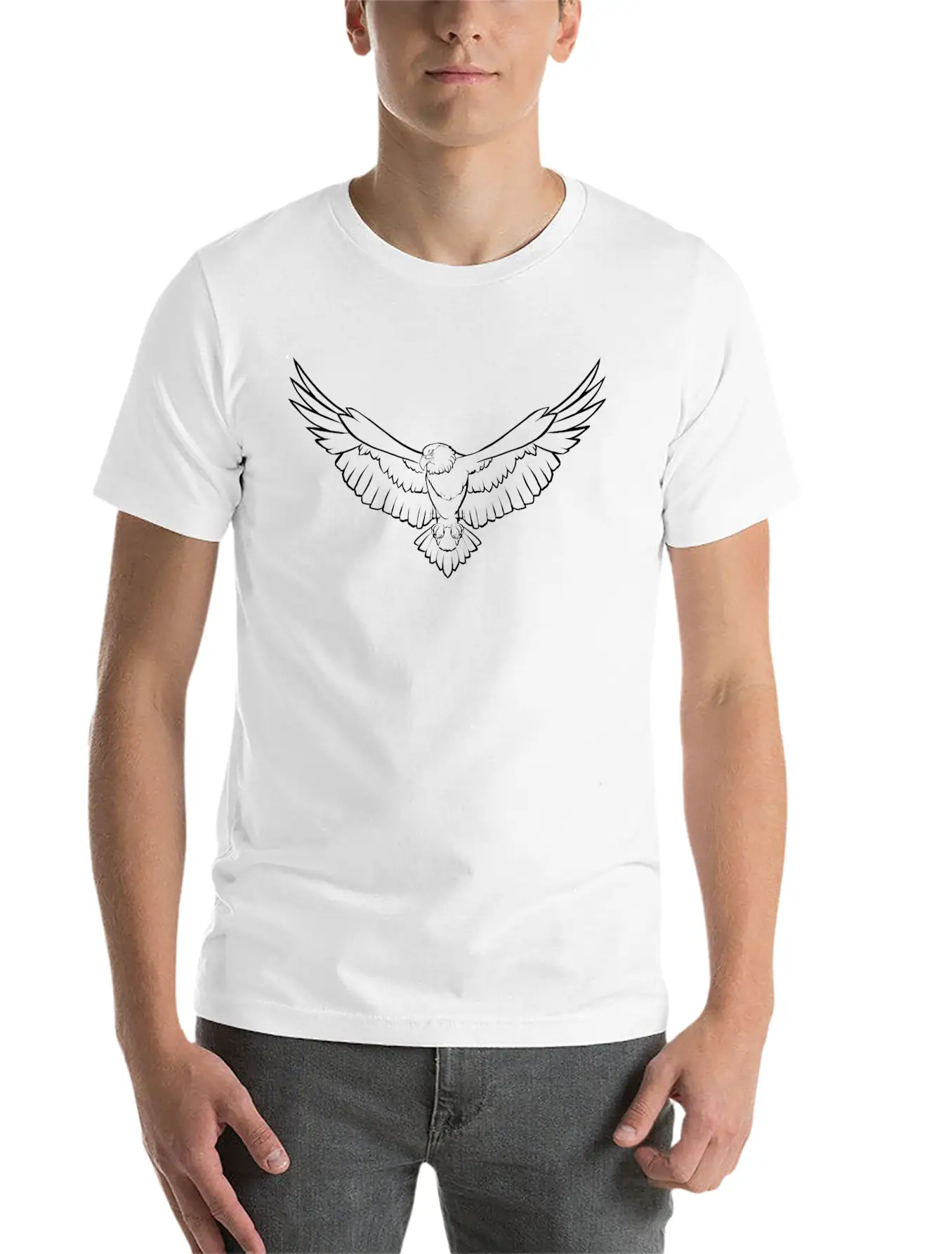 Soaring Eagle Line Art Unisex Casual T-Shirt – Clean Design For Daily Comfort