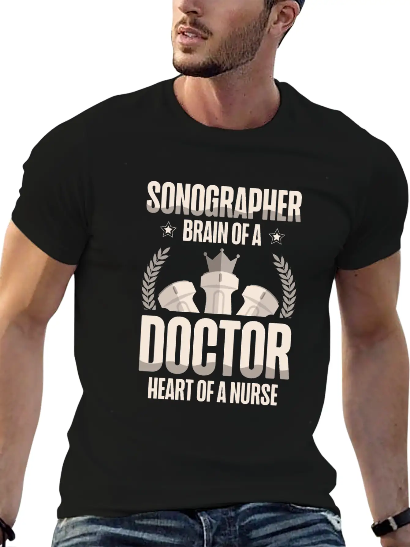 Sonographer Brain Of A Doctor Heart Of A Nurse Lightweight Cotton T-Shirt – Daily Comfort Graphic Shirt