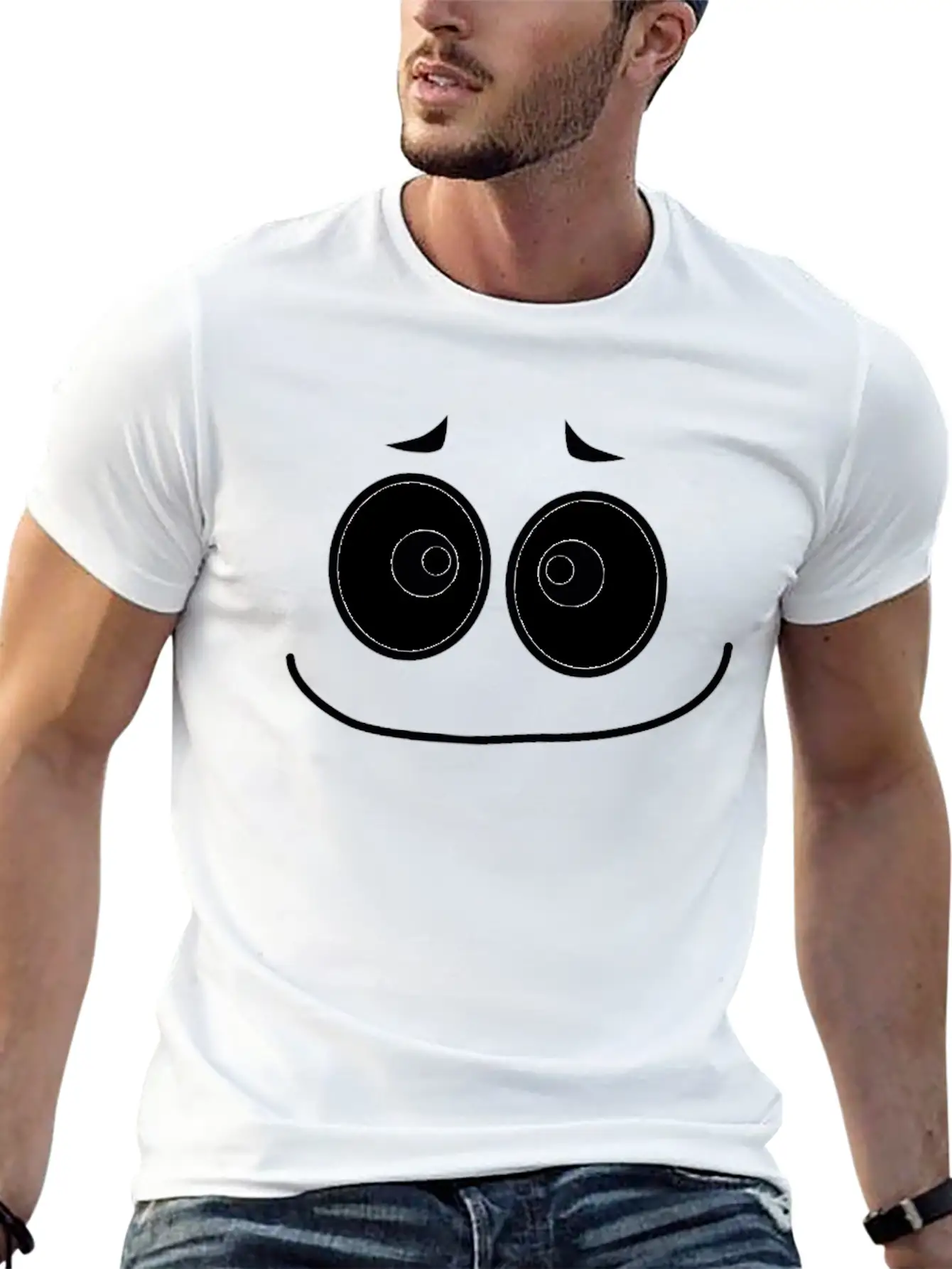 Sorrowful Smiley Face Lightweight Cotton T-Shirt – Daily Comfort Graphic Shirt
