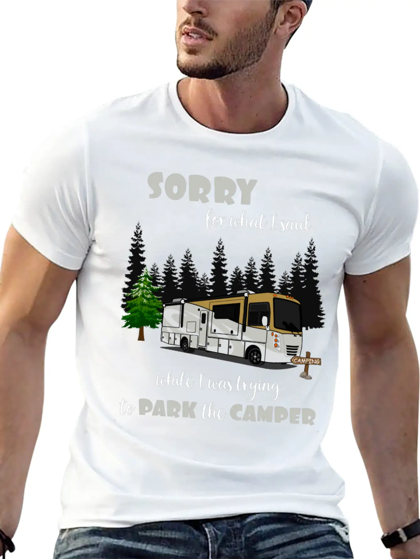 Sorry For What I Said While Parking The Camper Lightweight Cotton T-Shirt – Daily Comfort Graphic Shirt