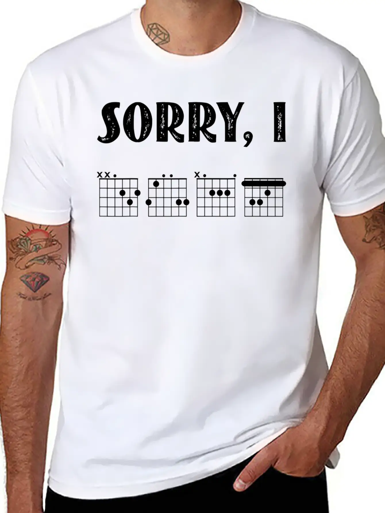 Sorry I DGAF Funny Hidden Message Guitar Chords Lightweight Cotton T-Shirt – Daily Comfort Graphic Shirt