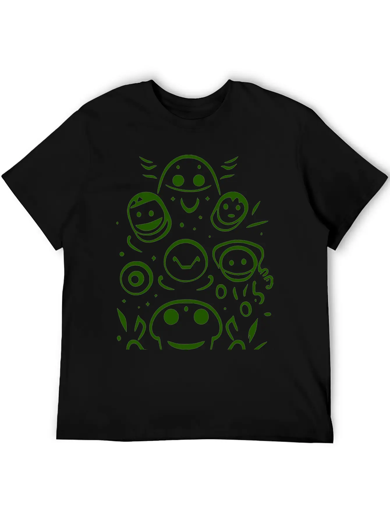 Space Alien Creatures Doodle Vector Single Color Lightweight Cotton T-Shirt – Daily Comfort Graphic Shirt