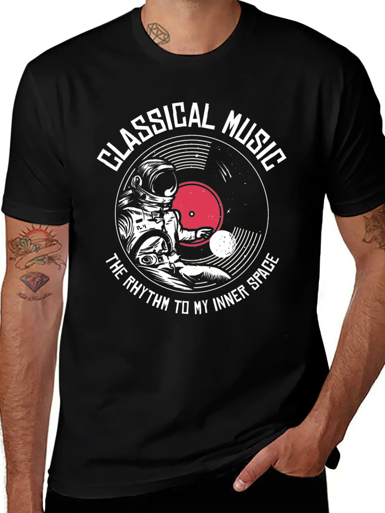 Space Astronaut Classical Music Astronomy Vinyl Relaxed Everyday Tee – Lightweight And Durable Cotton
