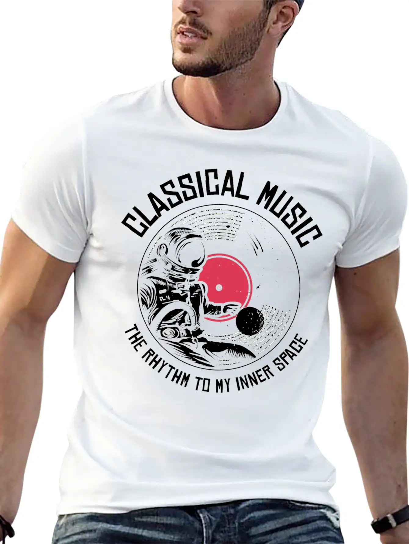 Space Astronaut Classical Music Astronomy Vinyl Relaxed Everyday Tee – Lightweight And Durable Cotton