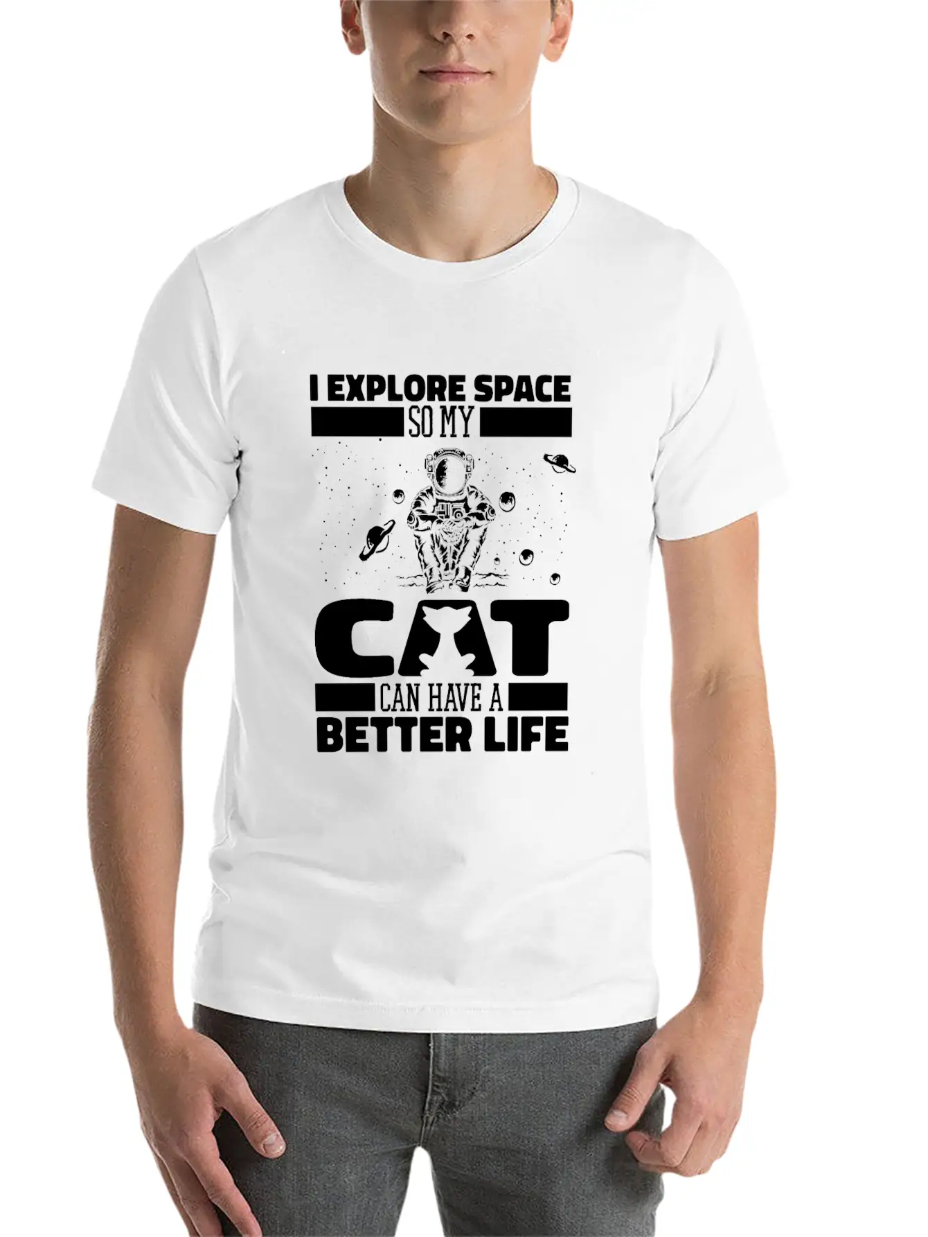 Space Cat Space Colonization Classic Fit Graphic Tee For Daily Comfort – Unisex Cotton Shirt