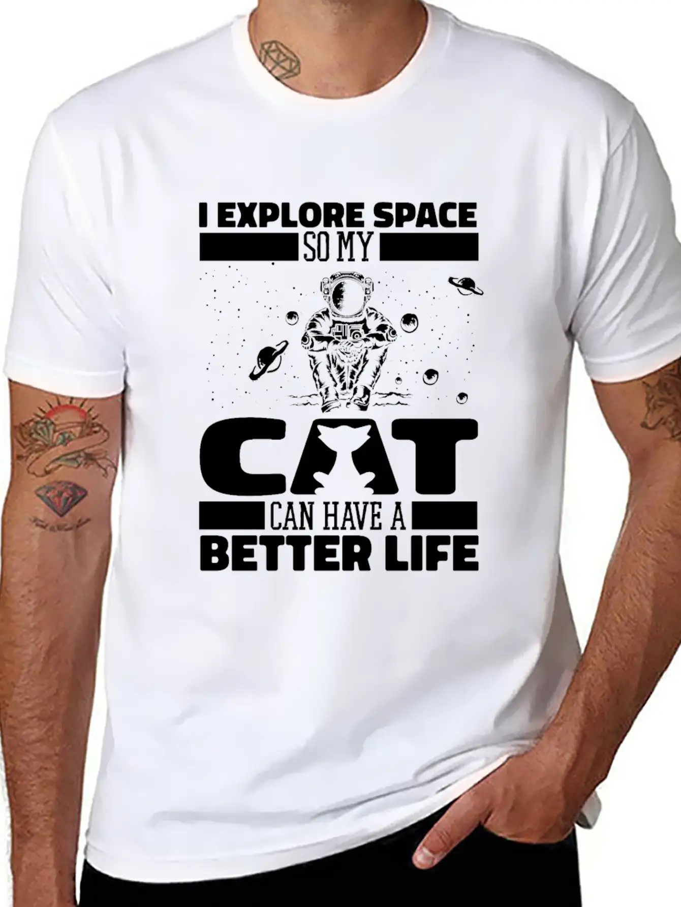 Space Cat Space Colonization Classic Fit Graphic Tee For Daily Comfort – Unisex Cotton Shirt