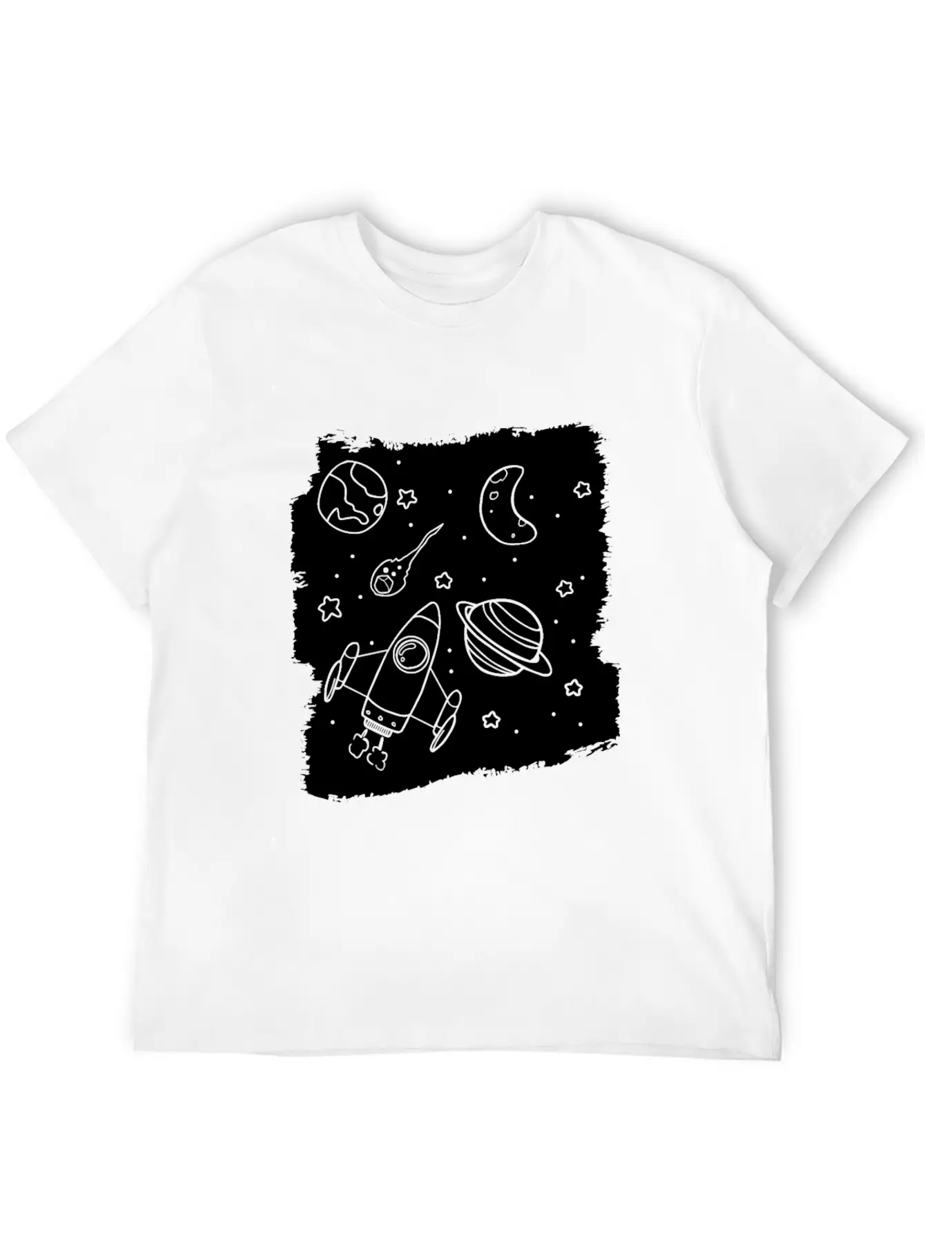 Space Rocket Planets Relaxed Everyday Tee – Lightweight And Durable Cotton