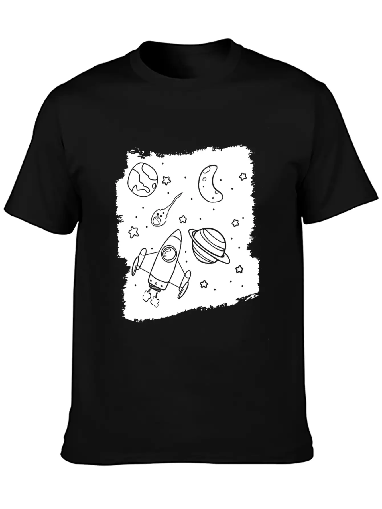 Space Rocket Planets Relaxed Everyday Tee – Lightweight And Durable Cotton
