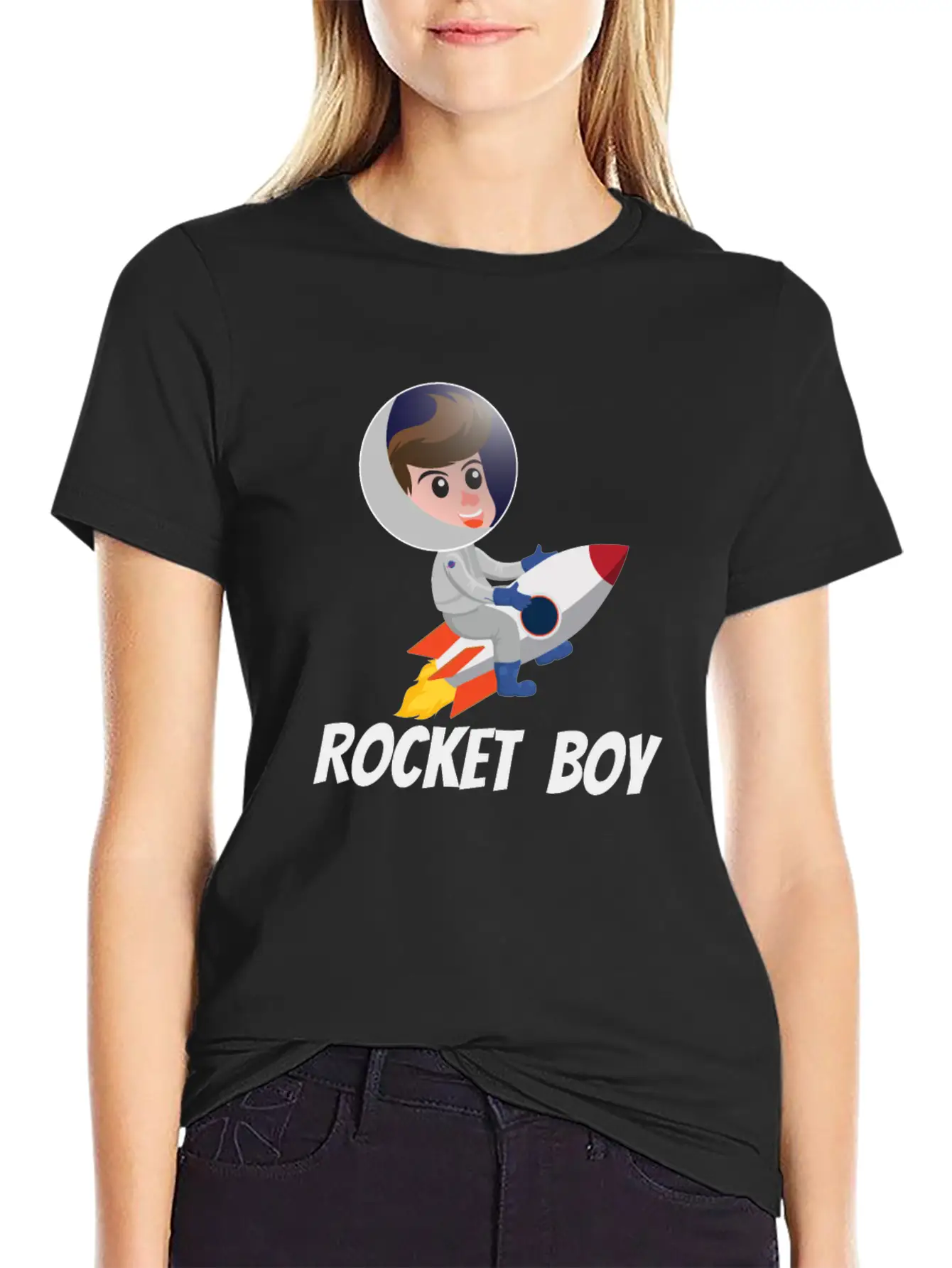 SPACE / ROCKET: Rocket Boy Modern Fit Casual T-Shirt ��� Clean And Versatile Design