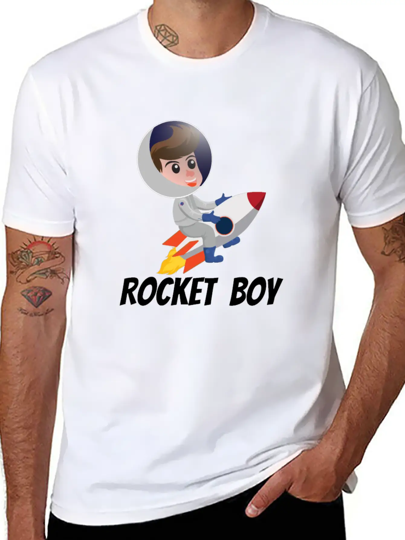 SPACE / ROCKET: Rocket Boy Modern Fit Casual T-Shirt ��� Clean And Versatile Design