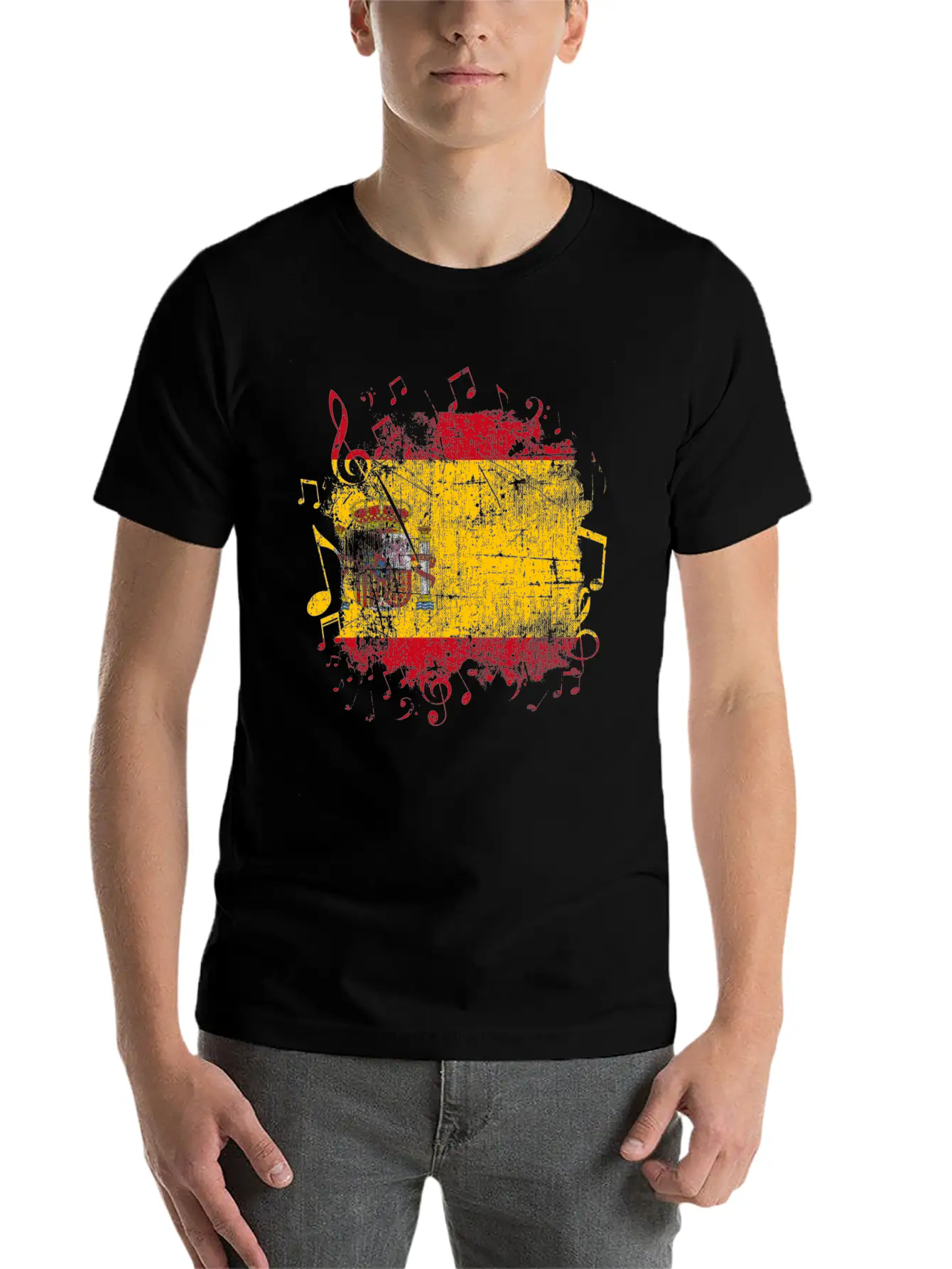 Spain Flag Music Lightweight Cotton T-Shirt – Daily Comfort Graphic Shirt