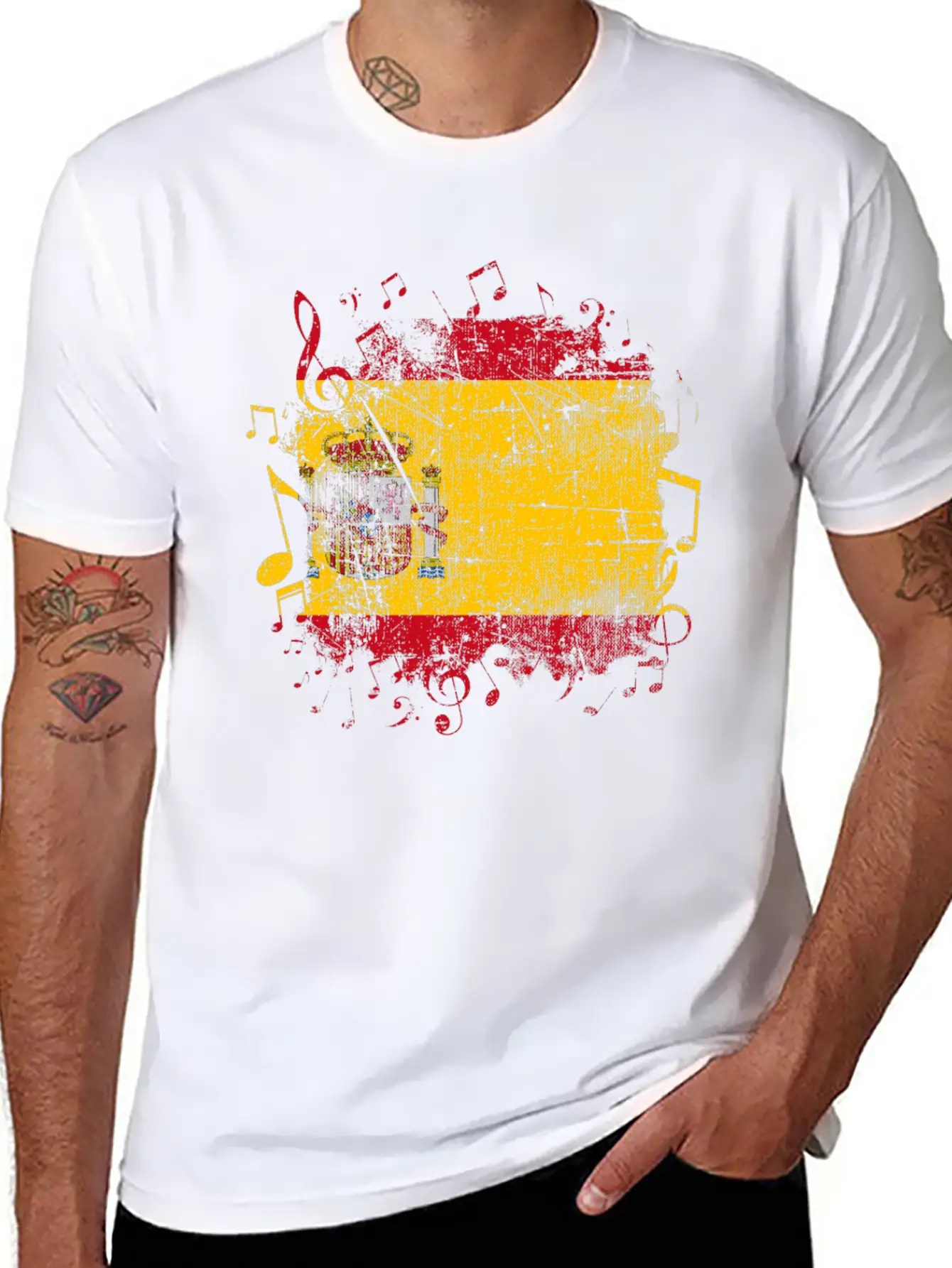 Spain Flag Music Lightweight Cotton T-Shirt – Daily Comfort Graphic Shirt