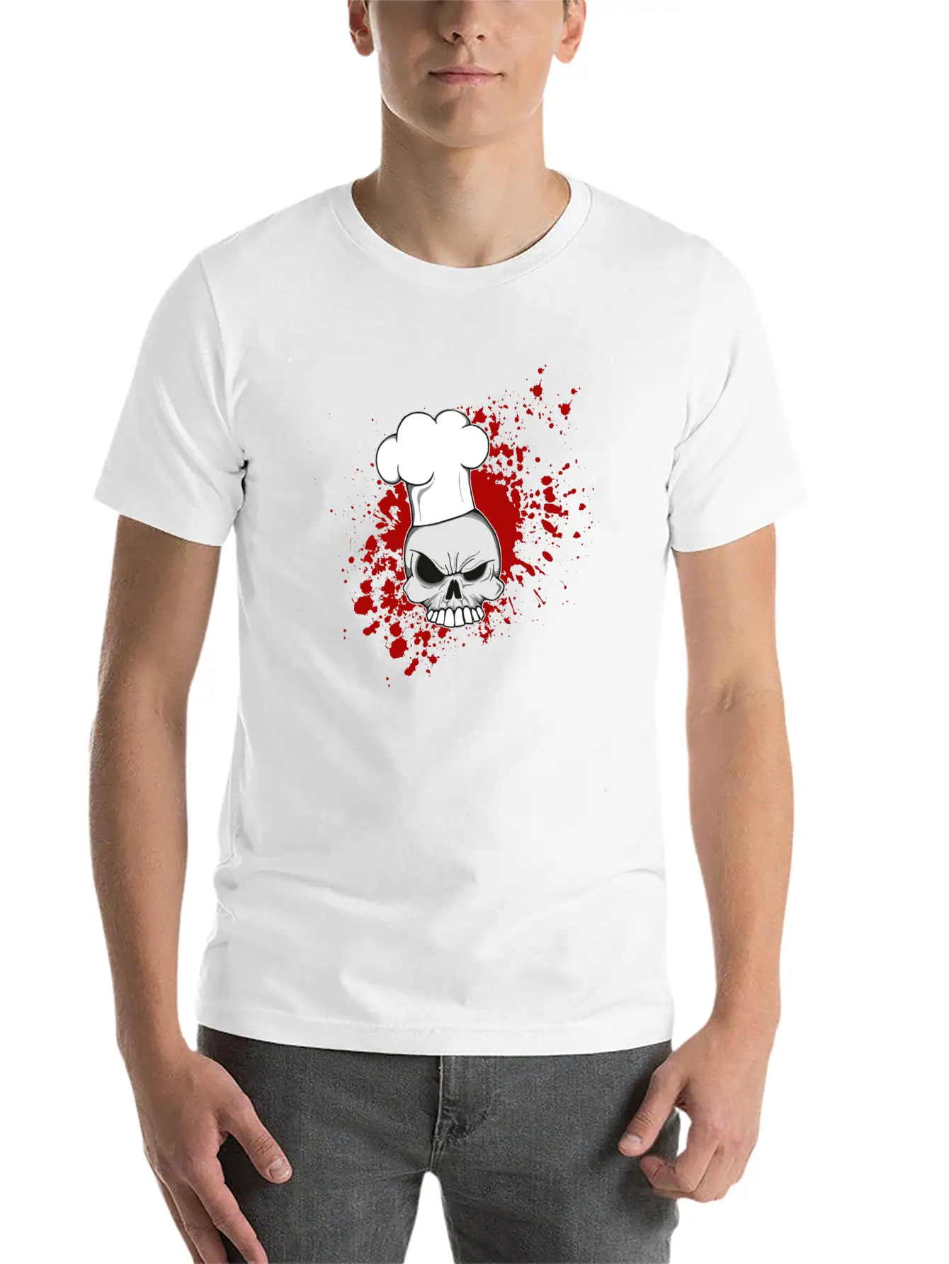 Splatter Skull Cook Lightweight Cotton T-Shirt – Daily Comfort Graphic Shirt