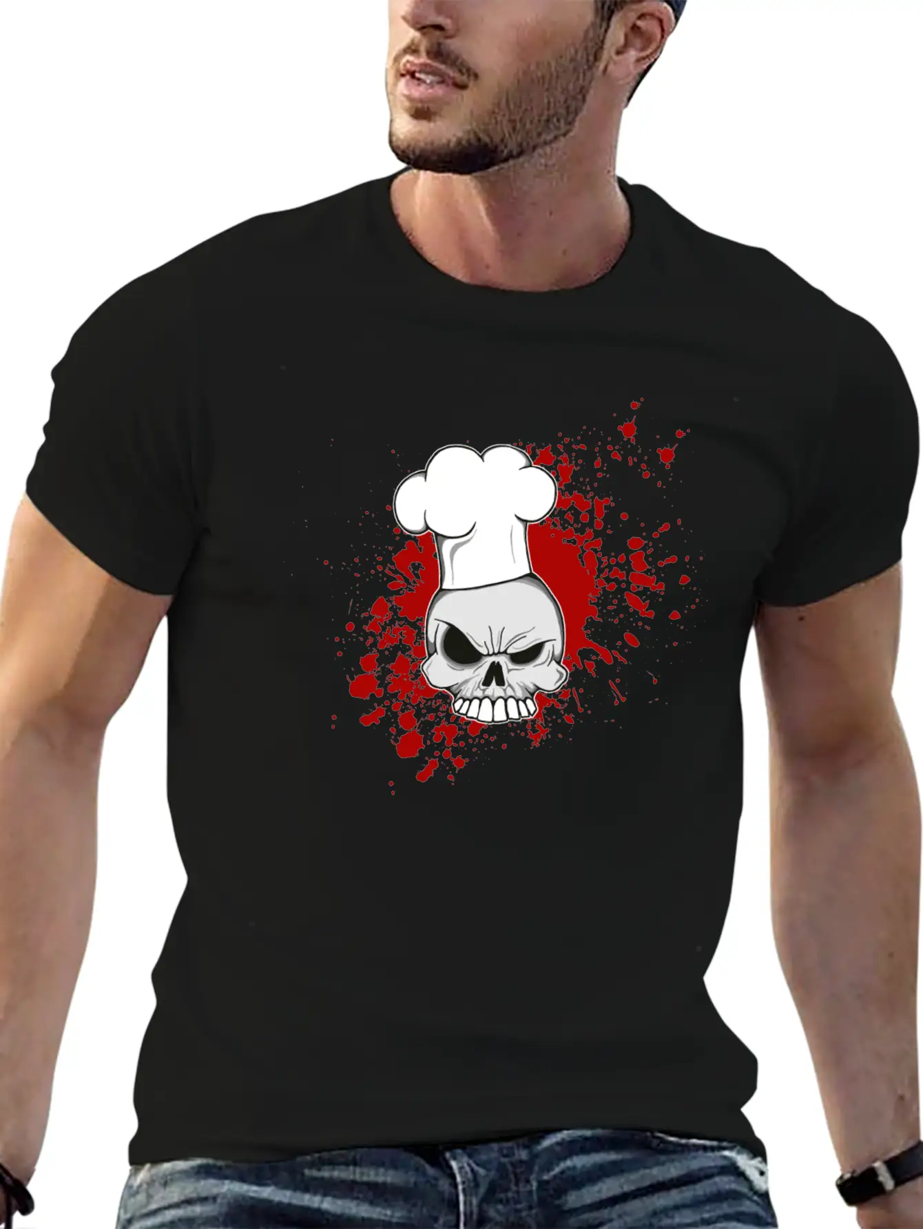 Splatter Skull Cook Lightweight Cotton T-Shirt – Daily Comfort Graphic Shirt