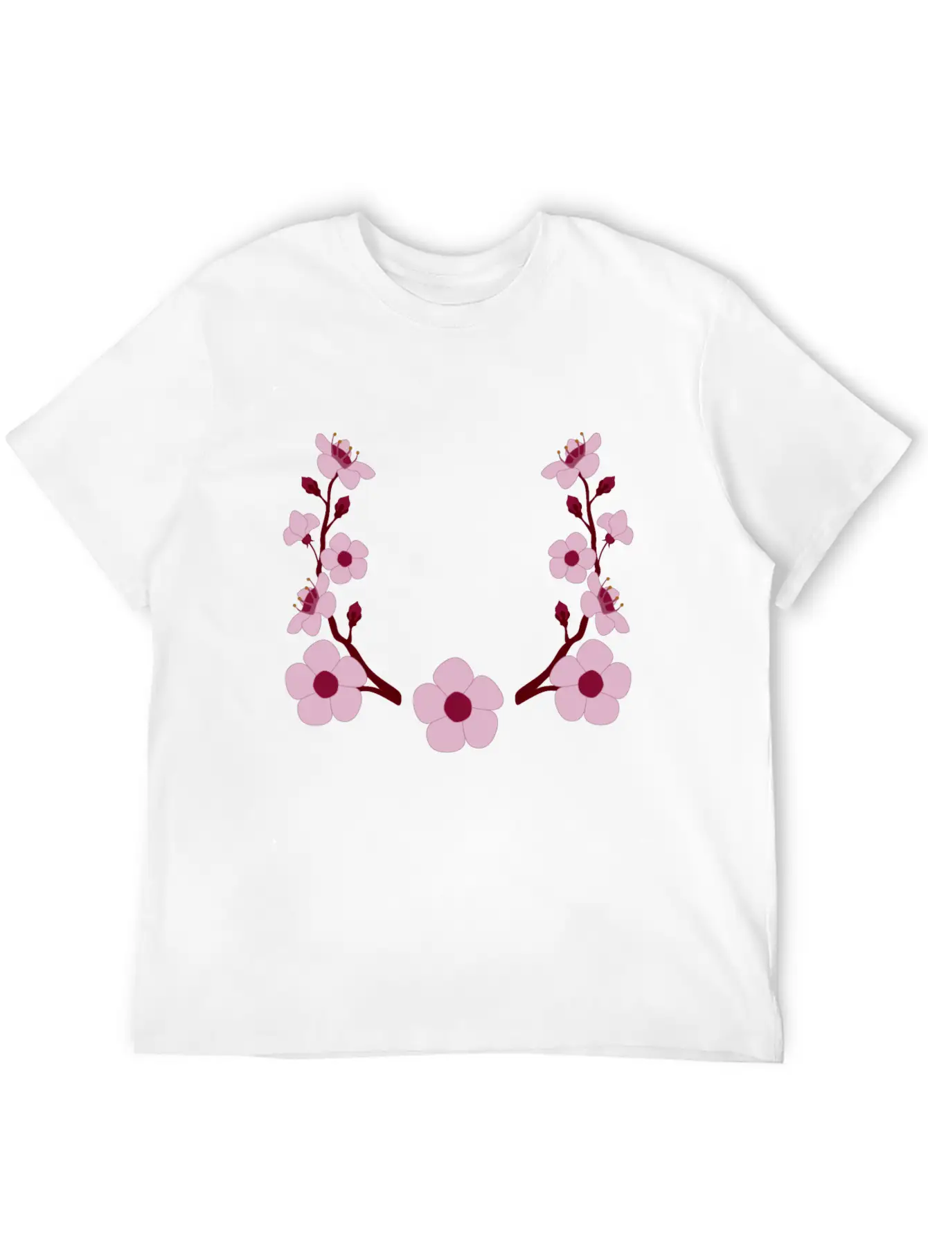 Spring Cherry Blossoms And Budding Flower Laurel Modern Fit Casual T-Shirt ��� Clean And Versatile Design