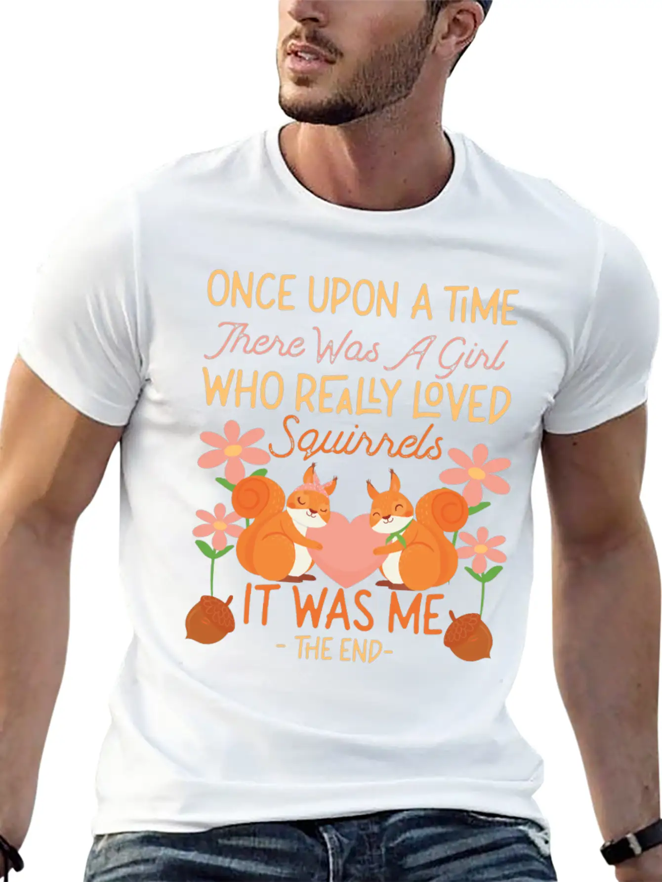 Squirrel Acorn Once Upon A Time Modern Fit Casual T-Shirt – Clean And Versatile Design