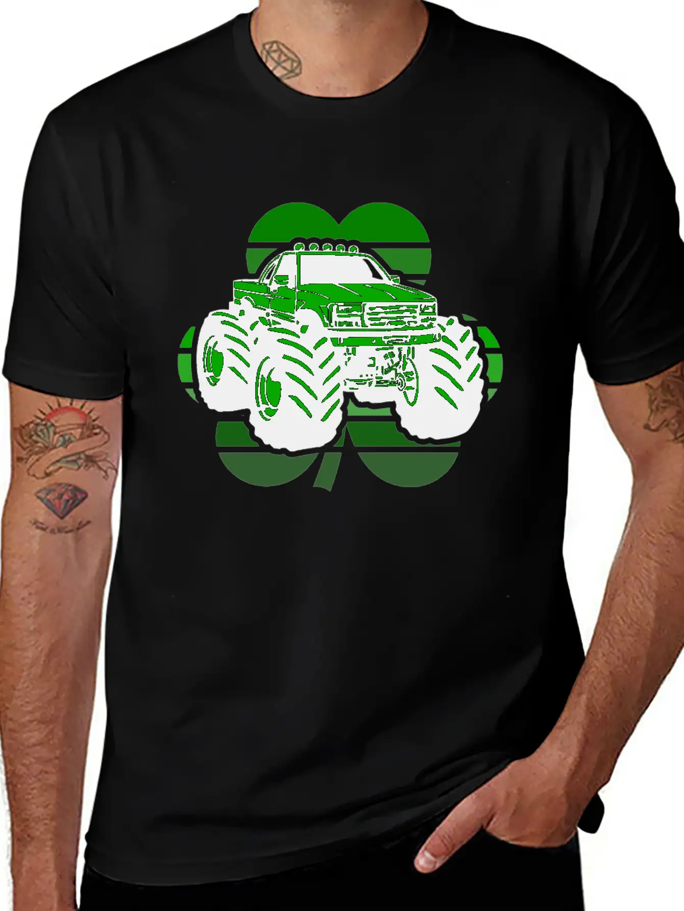 St Patricks Day Monster Truck, St Paddy's Gift Essential Cotton Tee For Daily Outfits – Unisex Style