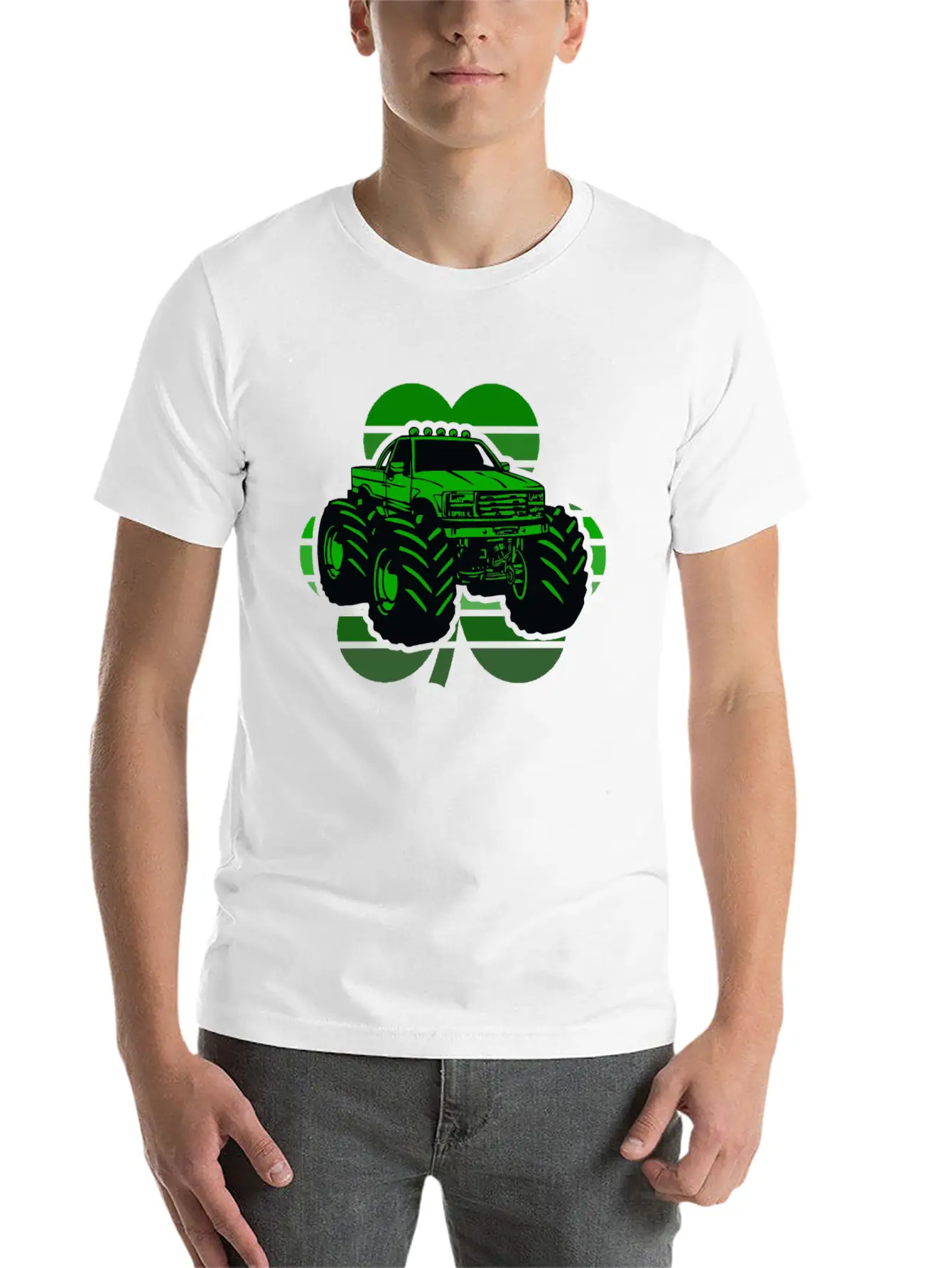 St Patricks Day Monster Truck, St Paddy's Gift Essential Cotton Tee For Daily Outfits – Unisex Style