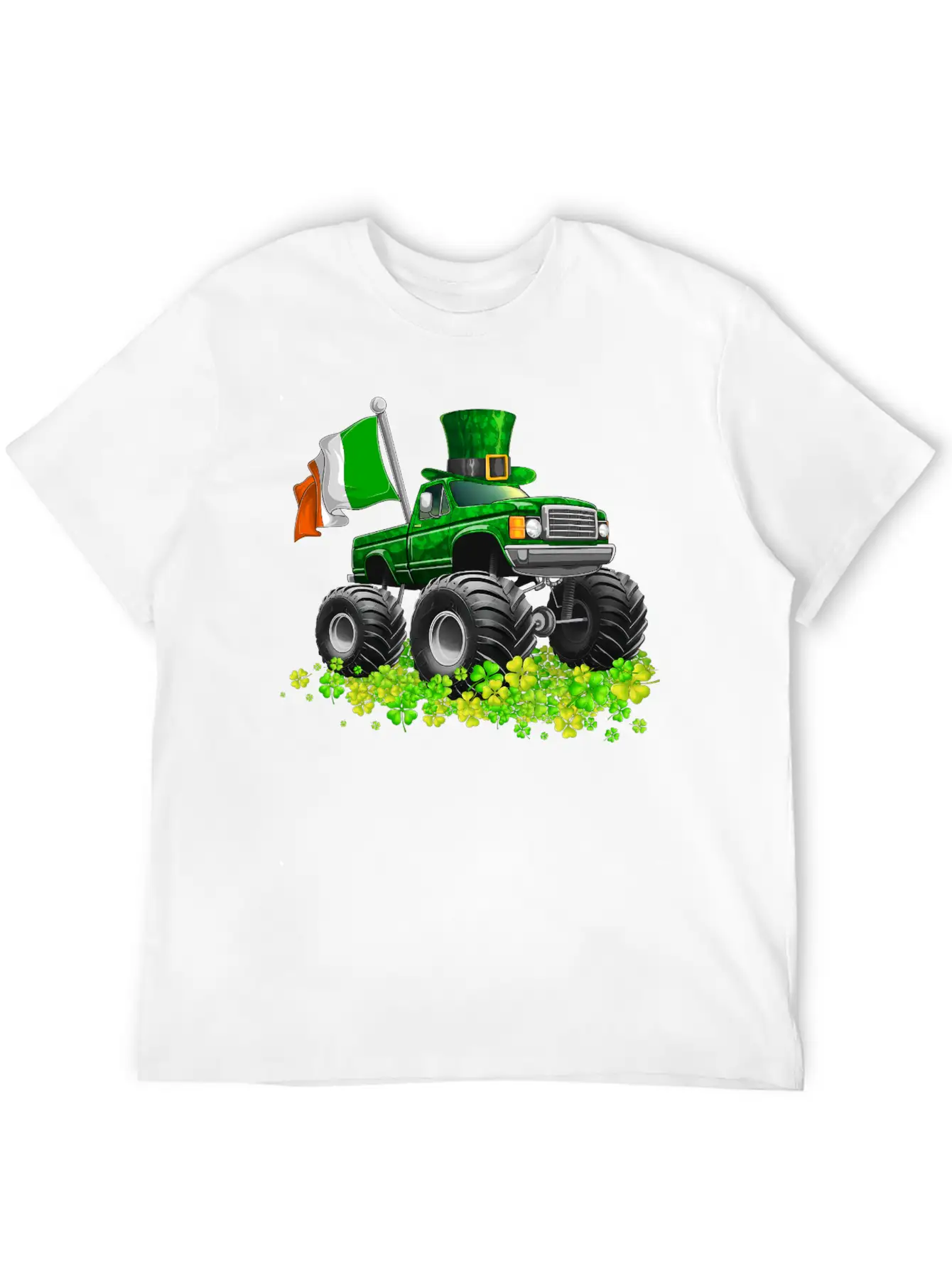 St Patricks Day Toddler Lucky Monster Truck Classic Fit Graphic Tee For Daily Comfort – Unisex Cotton Shirt