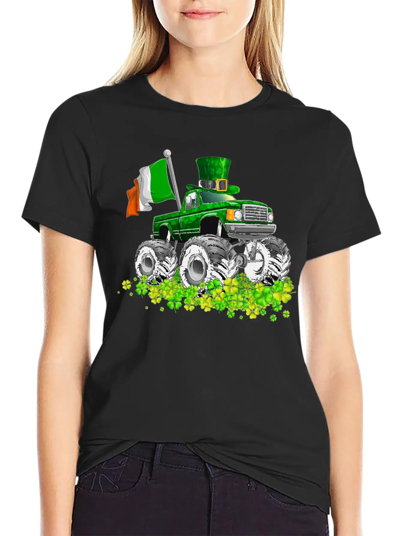 St Patricks Day Toddler Lucky Monster Truck Classic Fit Graphic Tee For Daily Comfort – Unisex Cotton Shirt