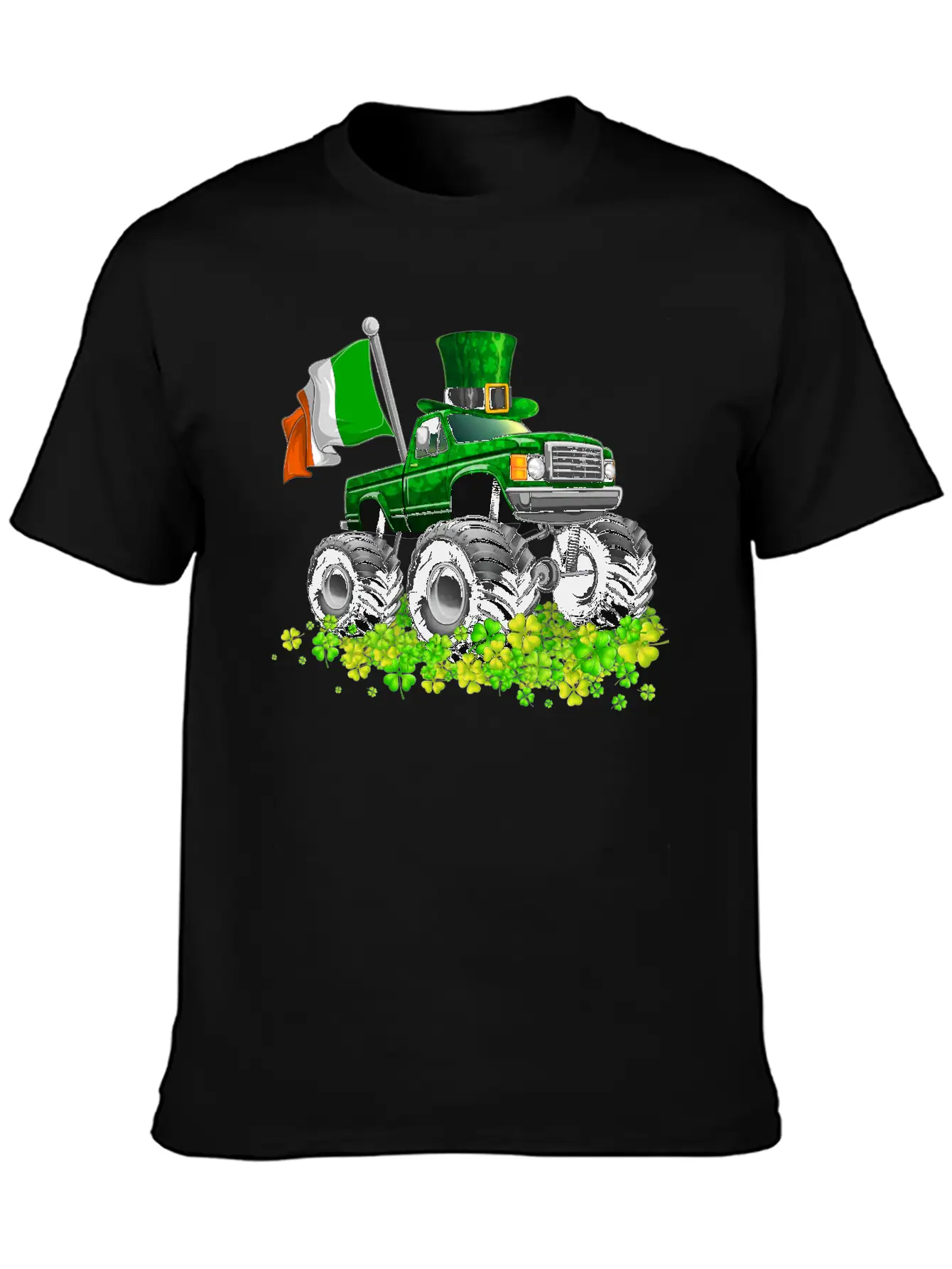 St Patricks Day Toddler Lucky Monster Truck Classic Fit Graphic Tee For Daily Comfort – Unisex Cotton Shirt