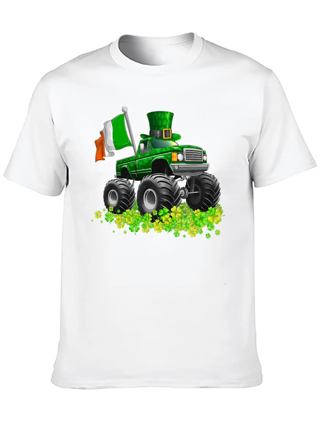 St Patricks Day Toddler Lucky Monster Truck Classic Fit Graphic Tee For Daily Comfort – Unisex Cotton Shirt