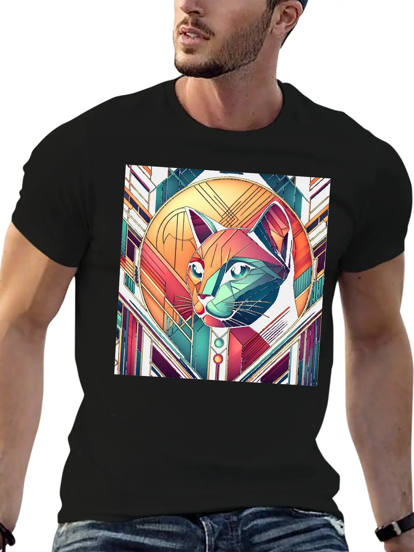 Stained Glass Cat Soft Cotton Short Sleeve Tee – Unisex Wardrobe Staple