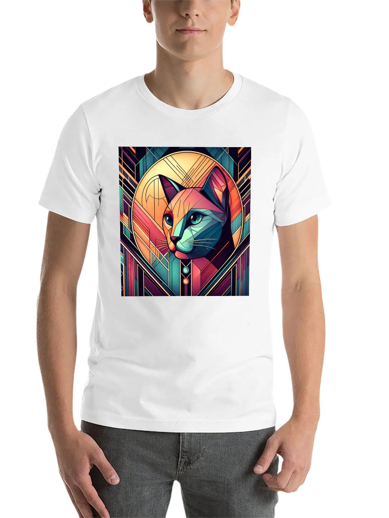 Stained Glass Cat Soft Cotton Short Sleeve Tee – Unisex Wardrobe Staple