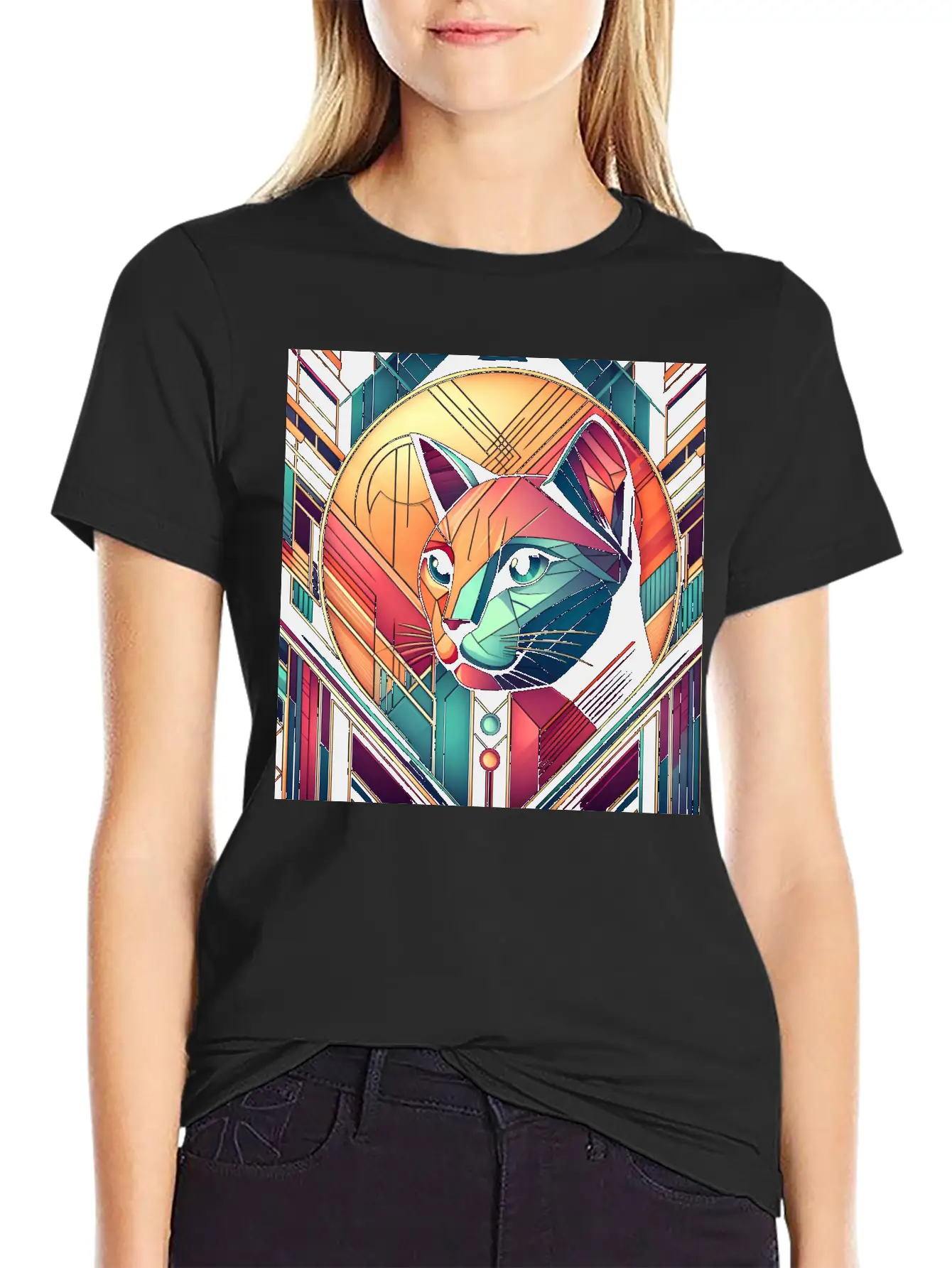 Stained Glass Cat Soft Cotton Short Sleeve Tee – Unisex Wardrobe Staple