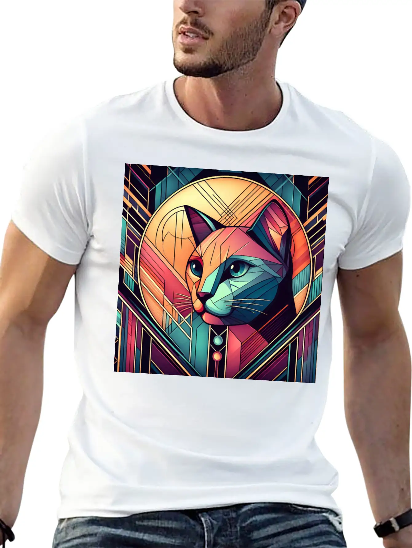 Stained Glass Cat Soft Cotton Short Sleeve Tee – Unisex Wardrobe Staple