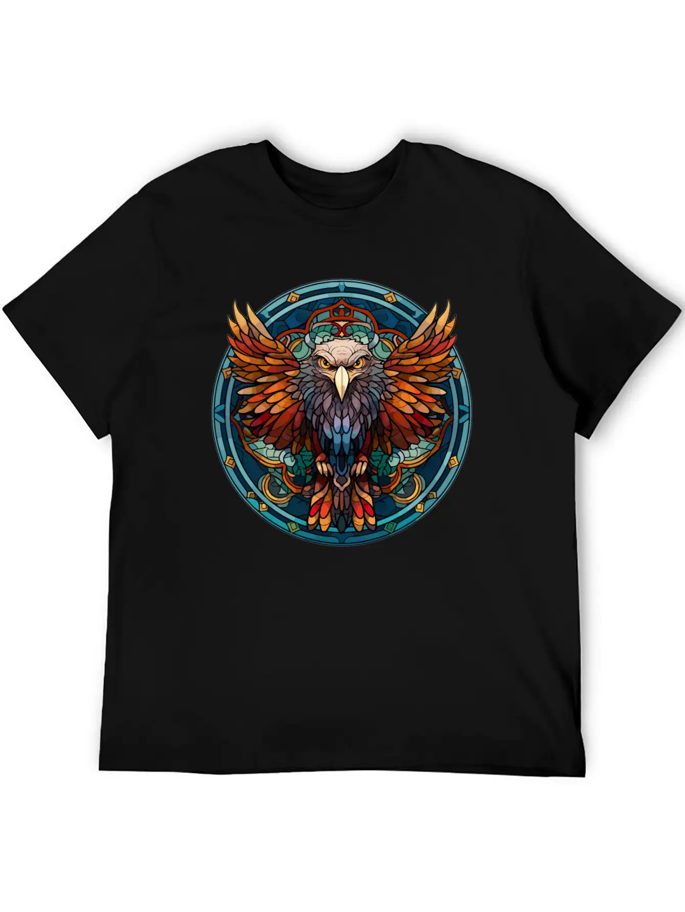 Stained Glass Eagle (3 Of 4) Comfortable Minimalist Graphic Tee – Summer Style Essential