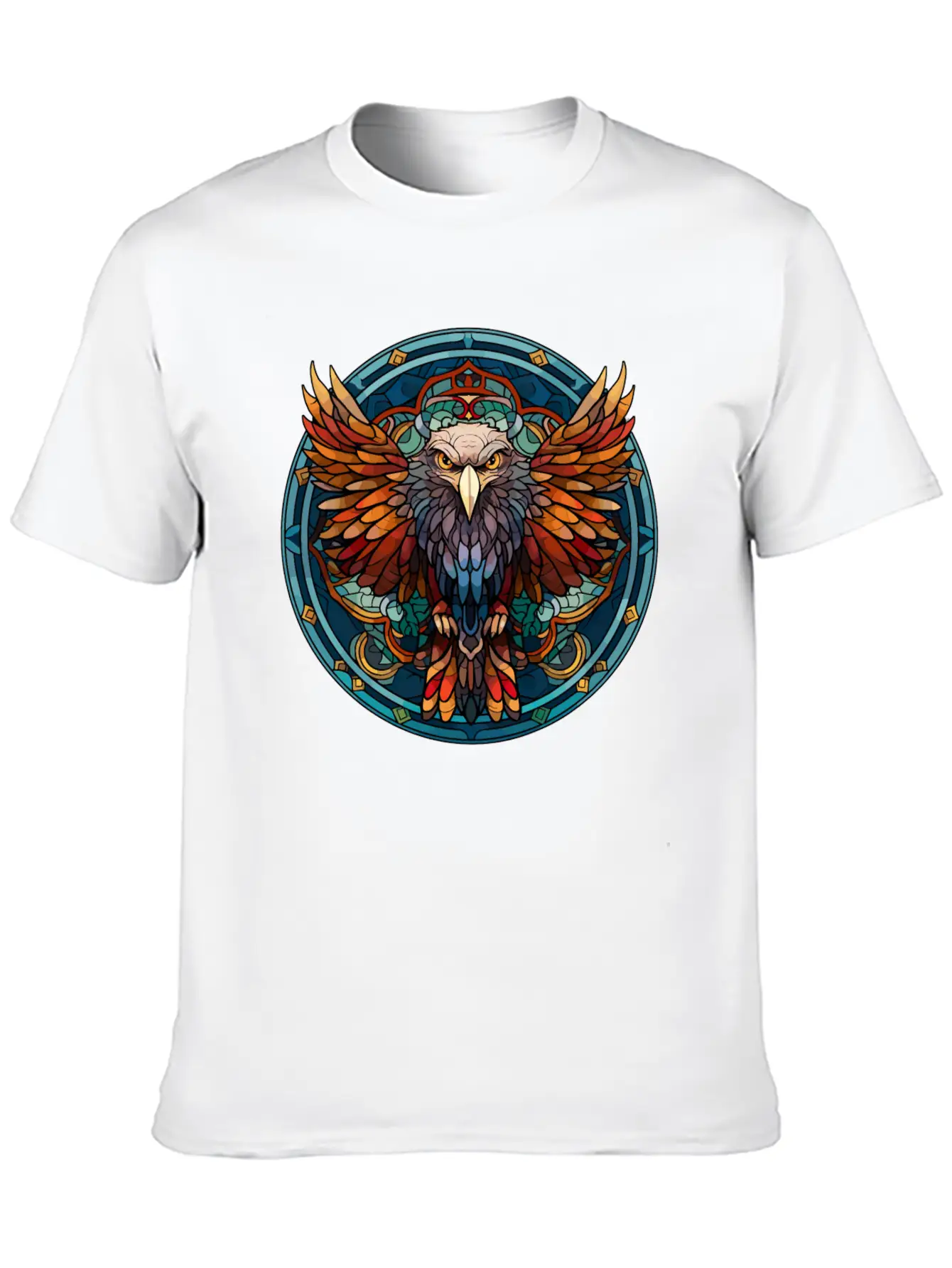Stained Glass Eagle (3 Of 4) Comfortable Minimalist Graphic Tee – Summer Style Essential