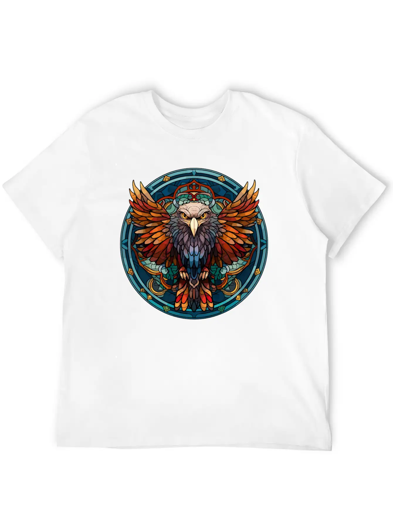 Stained Glass Eagle (3 Of 4) Comfortable Minimalist Graphic Tee – Summer Style Essential